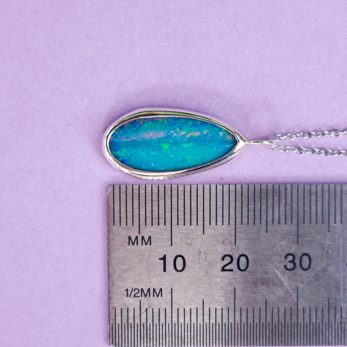 GRACE | Australian opal doublet necklace/ Coober Pedy opal/ Silver opal pendant/ minimalist jewelry