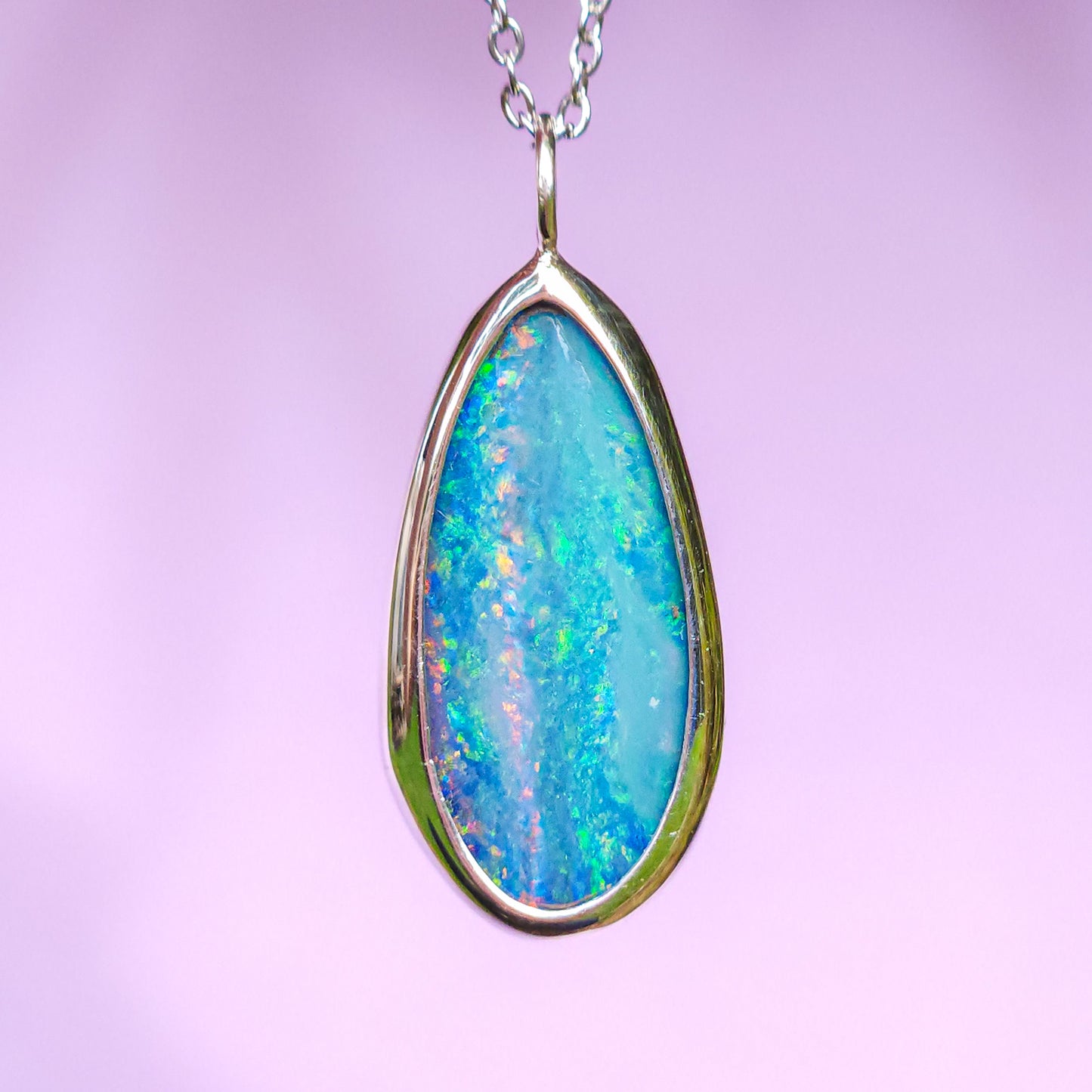 GRACE | Australian opal doublet necklace/ Coober Pedy opal/ Silver opal pendant/ minimalist jewelry