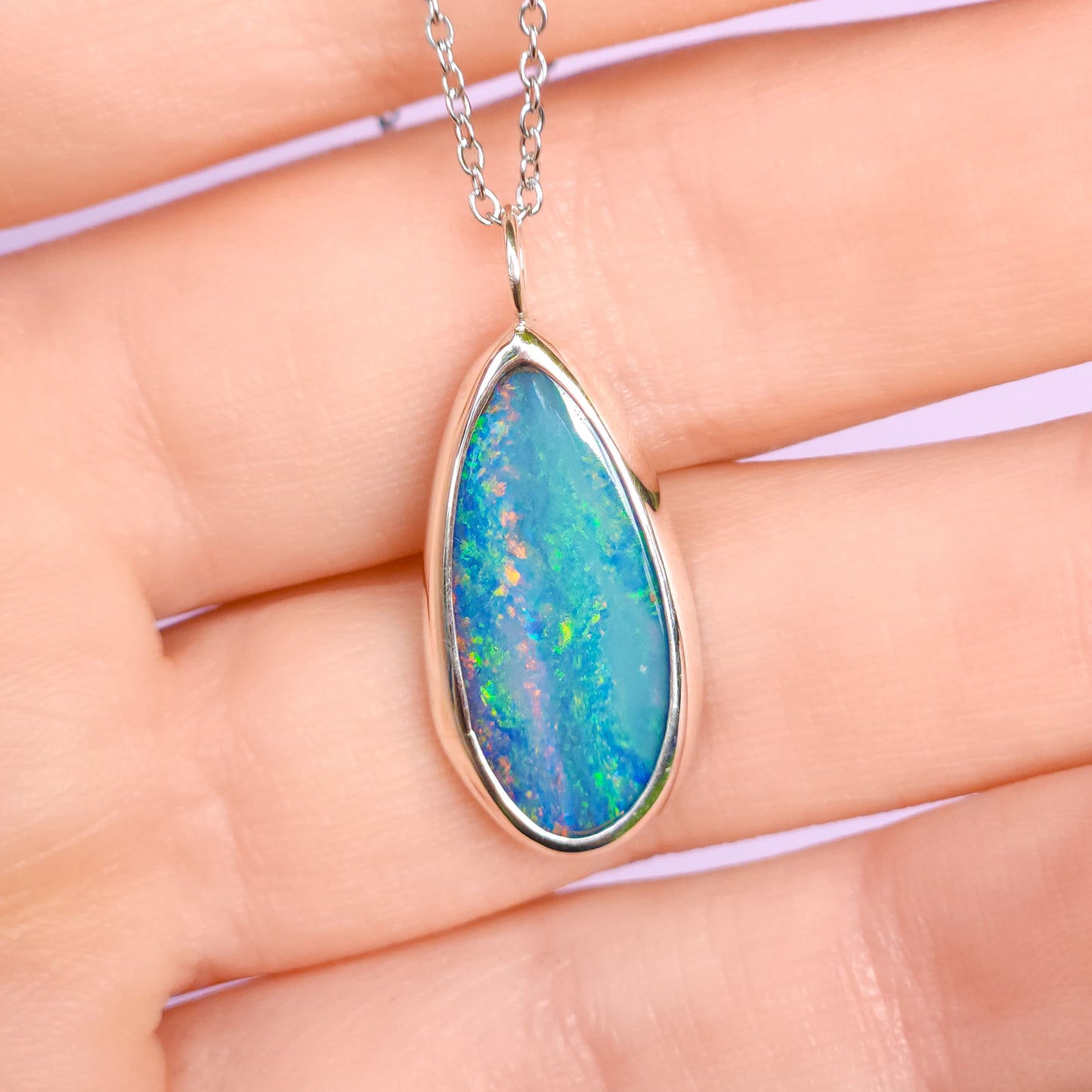 GRACE | Australian opal doublet necklace/ Coober Pedy opal/ Silver opal pendant/ minimalist jewelry