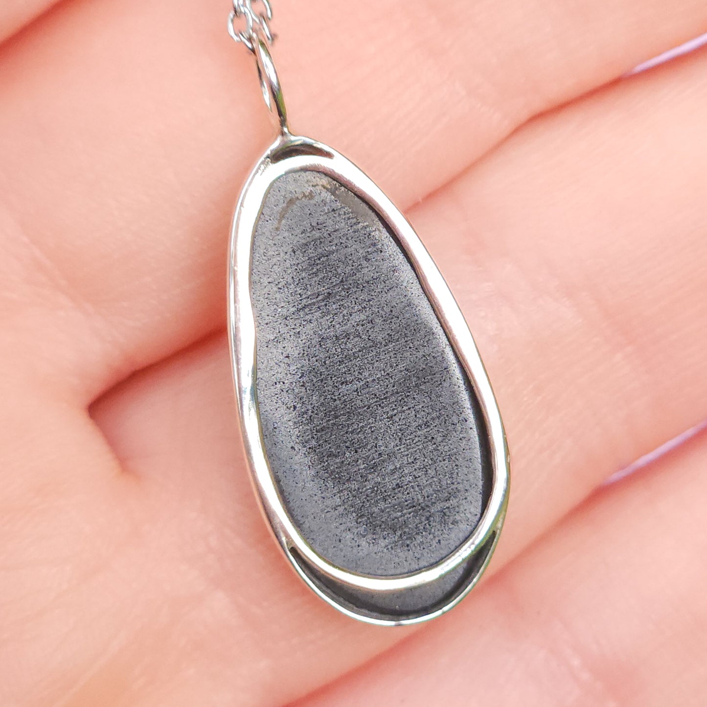 GRACE | Australian opal doublet necklace/ Coober Pedy opal/ Silver opal pendant/ minimalist jewelry