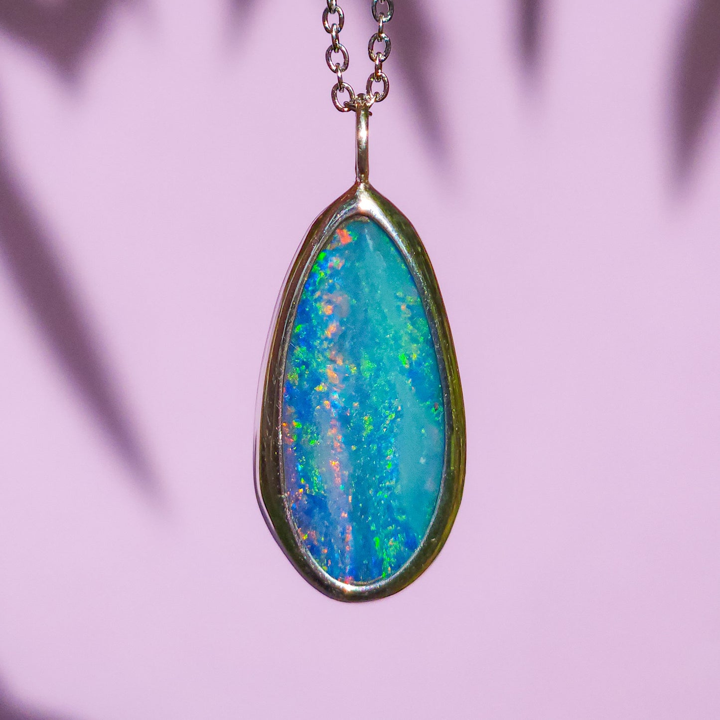 GRACE | Australian opal doublet necklace/ Coober Pedy opal/ Silver opal pendant/ minimalist jewelry