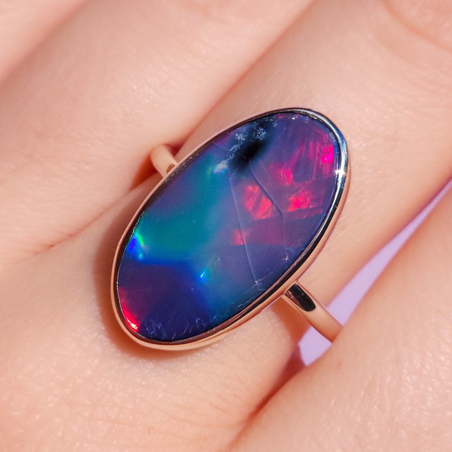 Red Australian opal doublet ring / Choose your Size / Coober Pedy Opal / Statement ring / Fine Jewelry / red opal ring