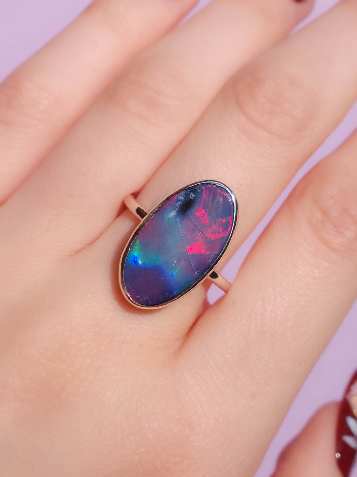 Red Australian opal doublet ring / Choose your Size / Coober Pedy Opal / Statement ring / Fine Jewelry / red opal ring