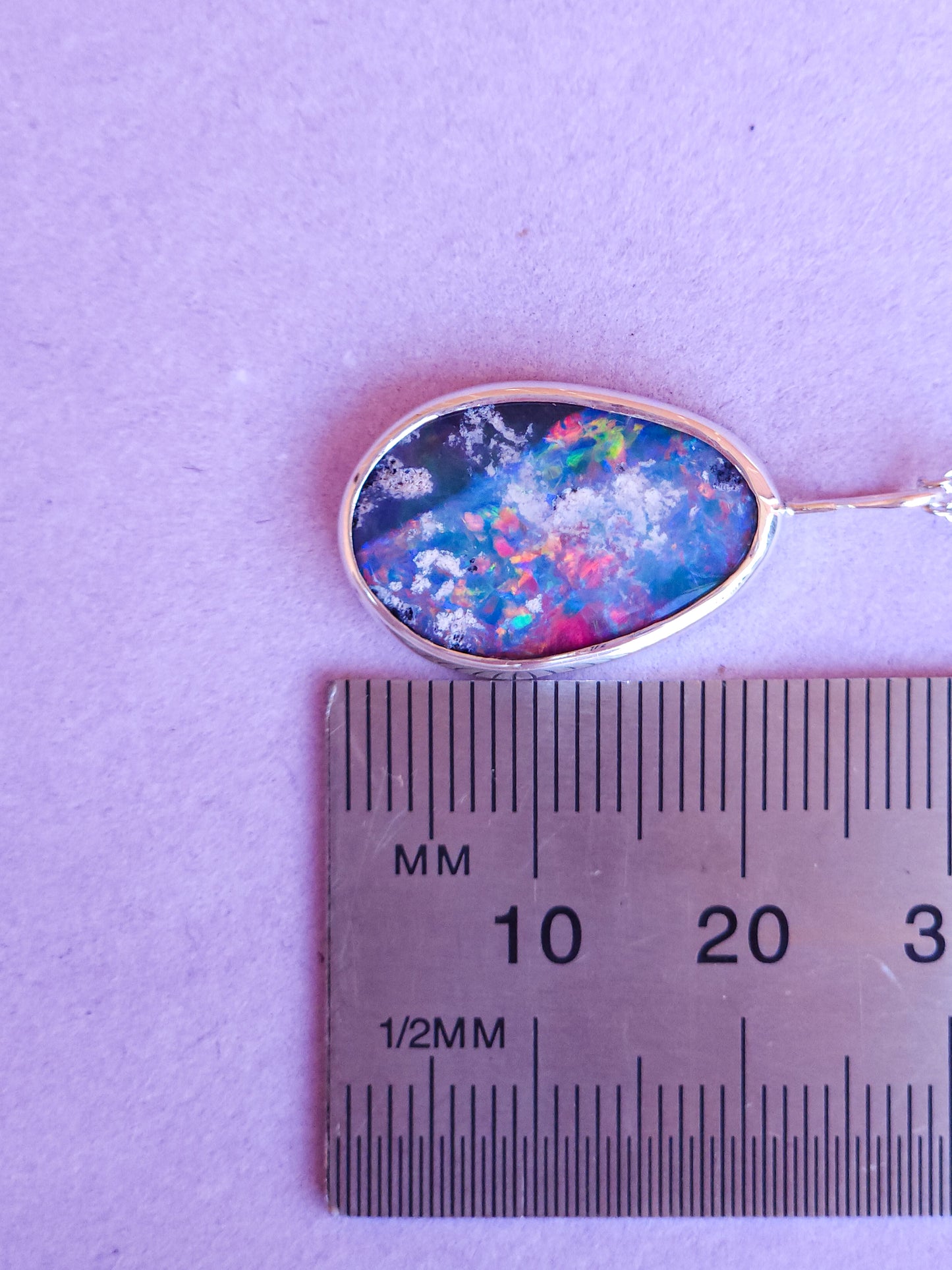 RAINBOW | Australian opal doublet pendant / 925 Silver / Coober Pedy/ statement necklace / solid silver / rainbow opal