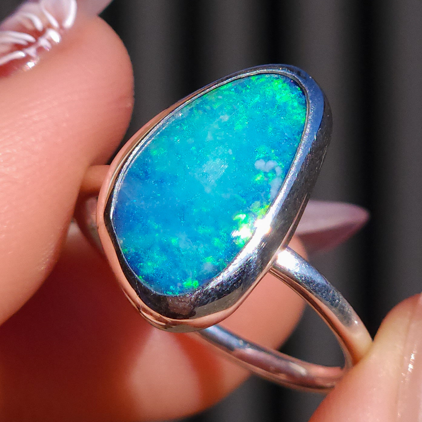 Baby Blue Australian opal doublet ring / Choose your Size / Coober Pedy Opal / Statement ring / Fine Jewelry / baby blue ring