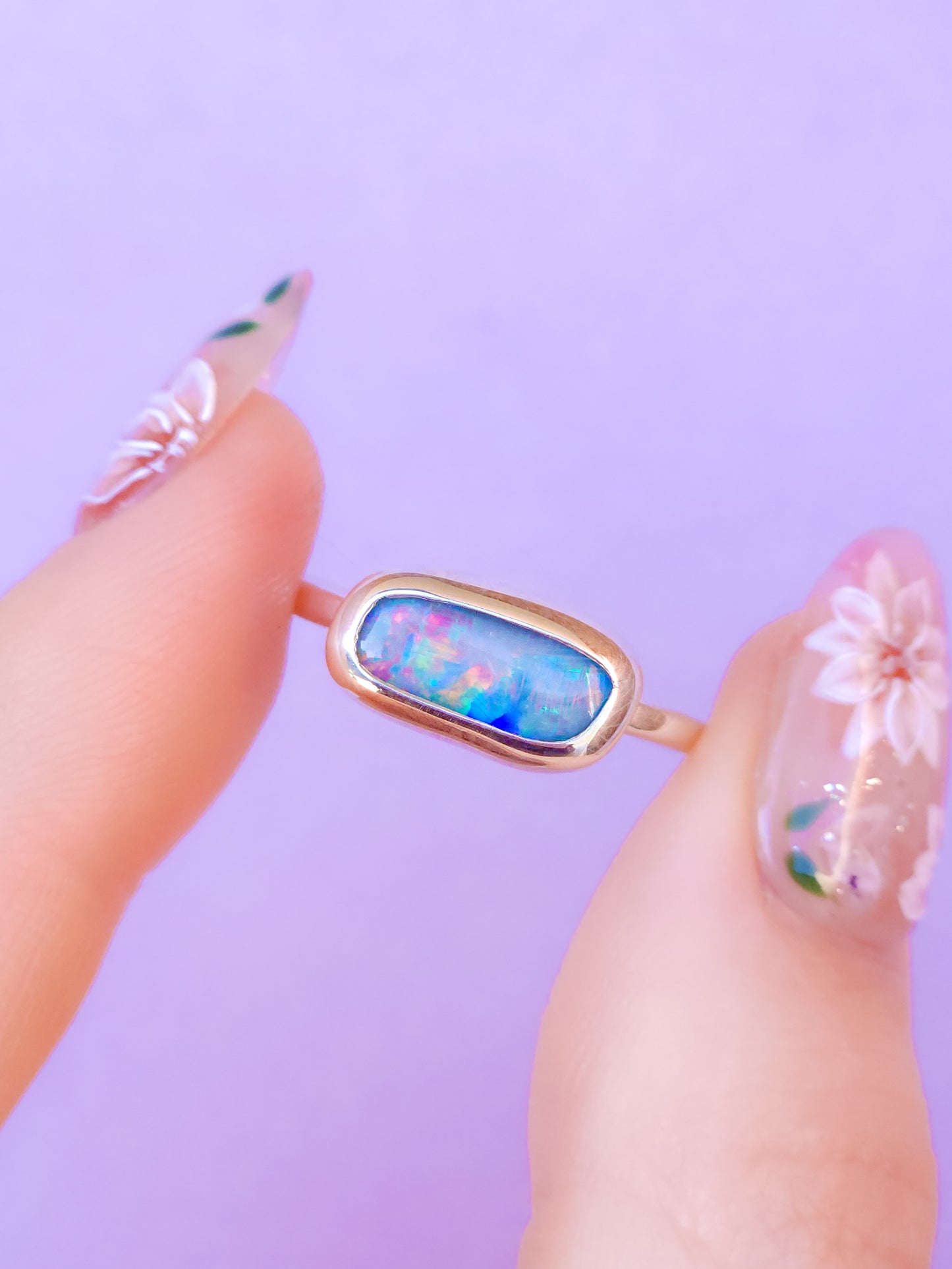 PINK DREAMER | Australian opal doublet ring / Free Sizing / Coober Pedy Opal / Statement ring / Fine Jewelry / dainty rainbow ring