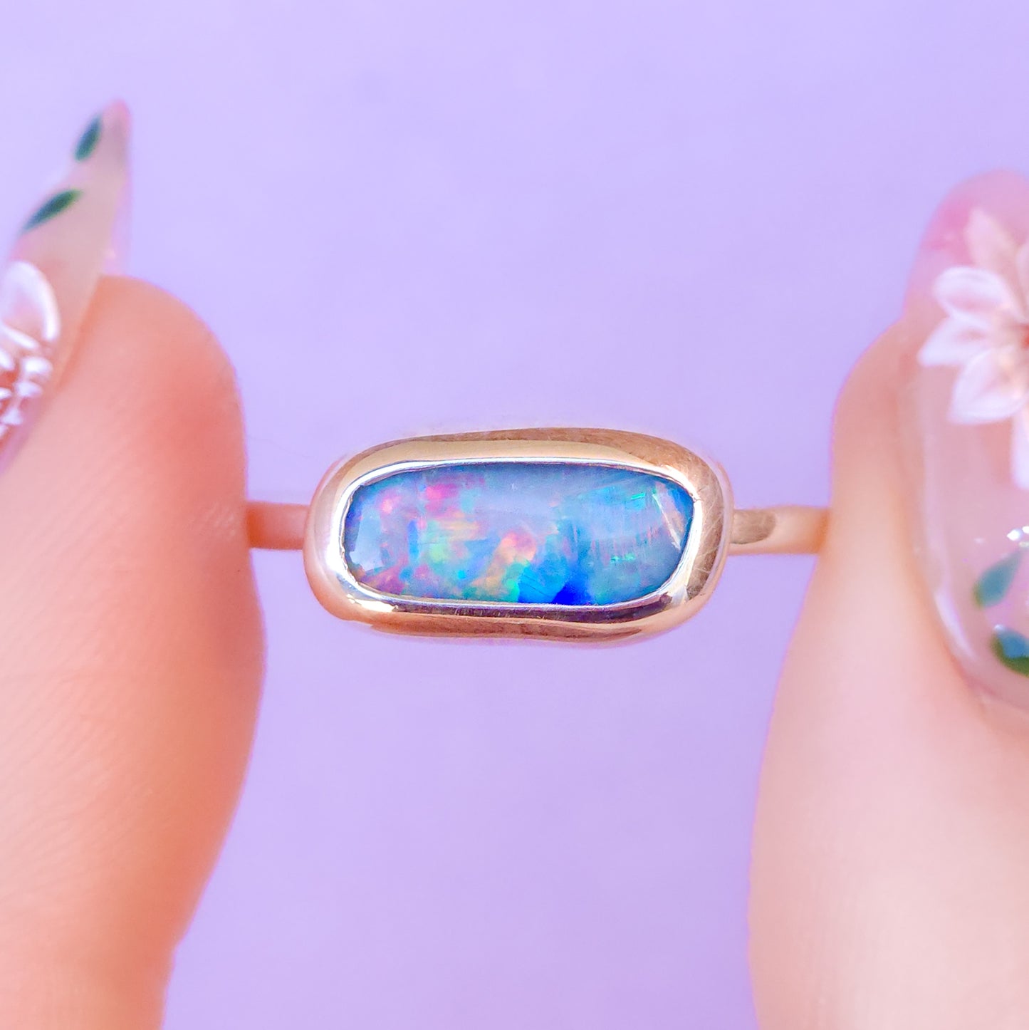 PINK DREAMER | Australian opal doublet ring / Free Sizing / Coober Pedy Opal / Statement ring / Fine Jewelry / dainty rainbow ring