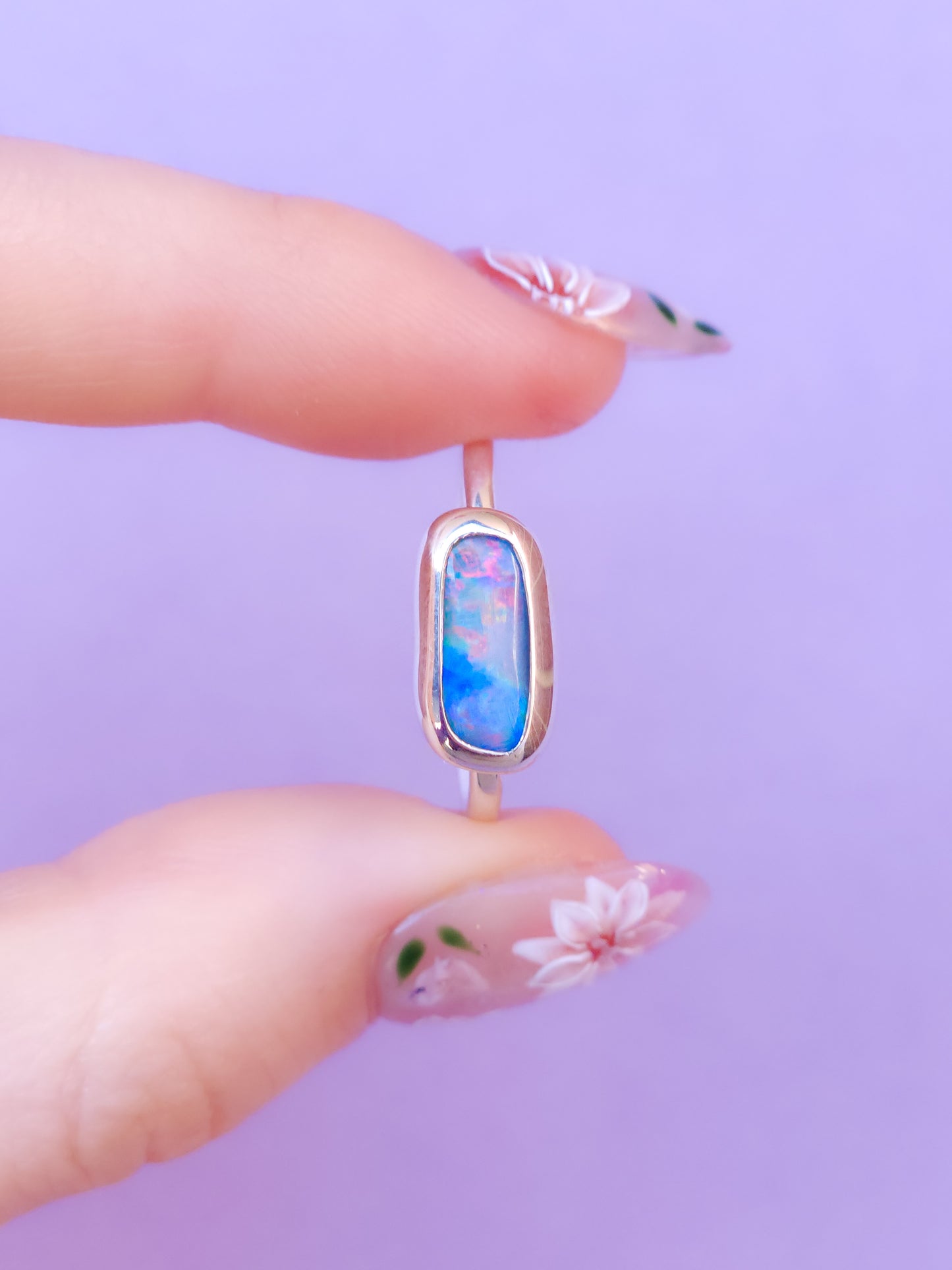 PINK DREAMER | Australian opal doublet ring / Free Sizing / Coober Pedy Opal / Statement ring / Fine Jewelry / dainty rainbow ring