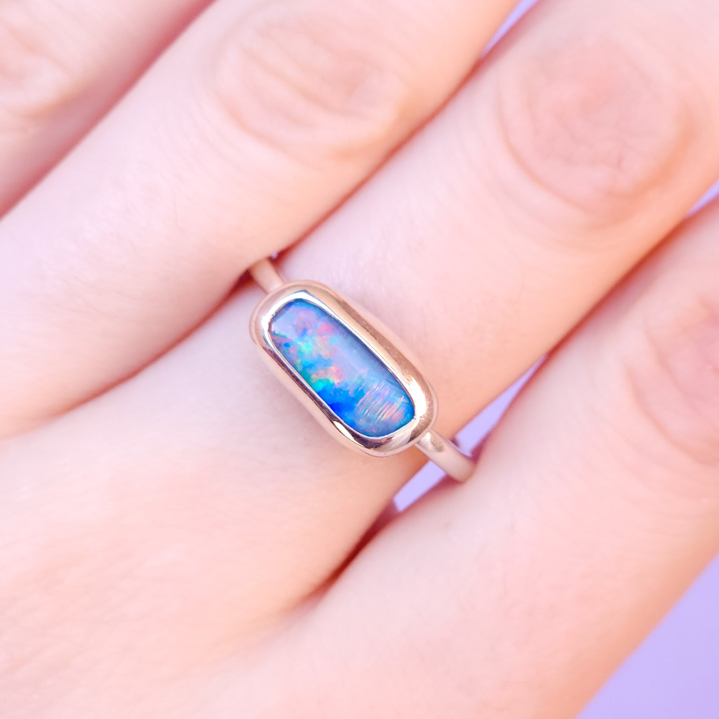 PINK DREAMER | Australian opal doublet ring / Free Sizing / Coober Pedy Opal / Statement ring / Fine Jewelry / dainty rainbow ring