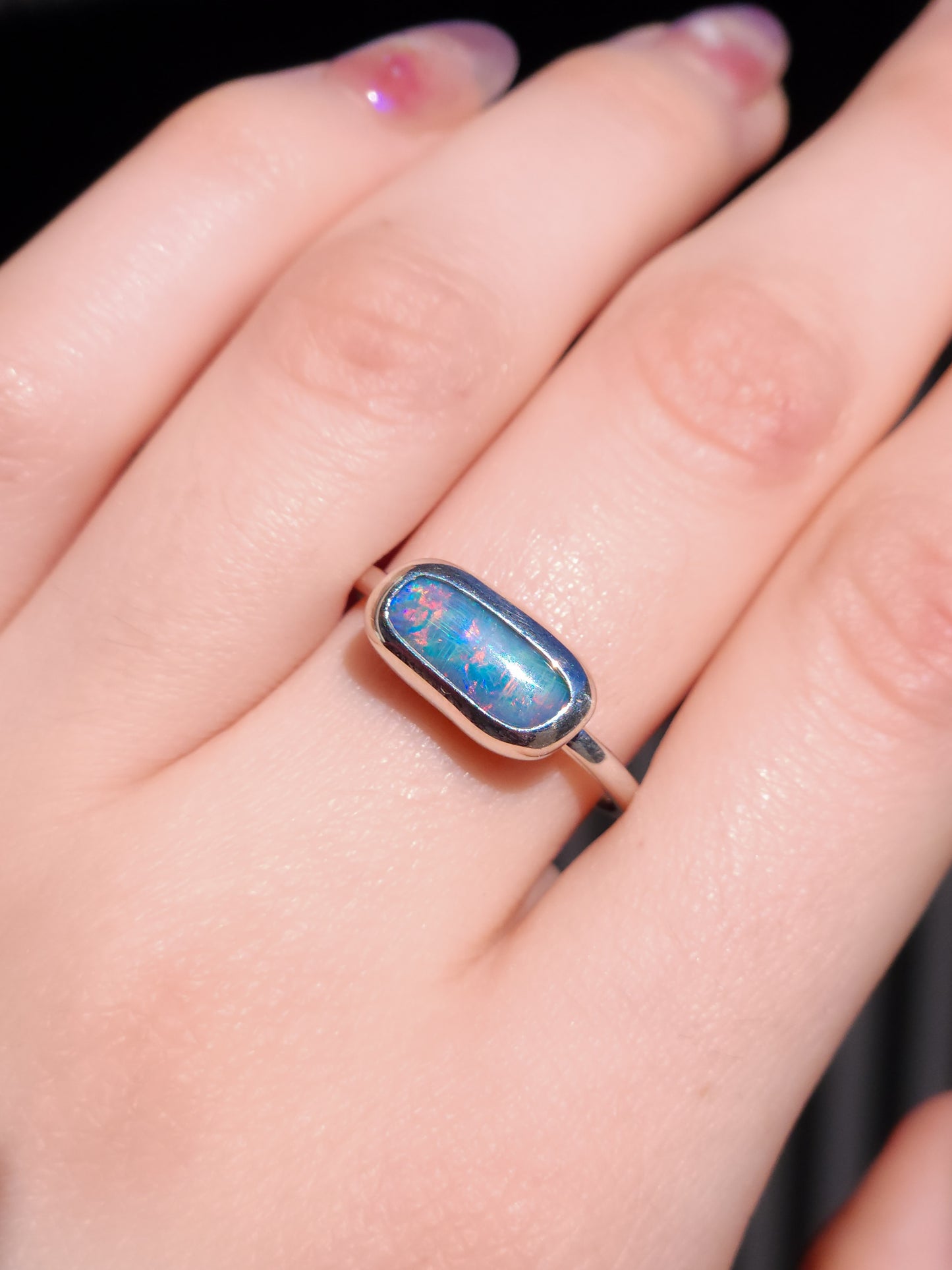 PINK DREAMER | Australian opal doublet ring / Free Sizing / Coober Pedy Opal / Statement ring / Fine Jewelry / dainty rainbow ring