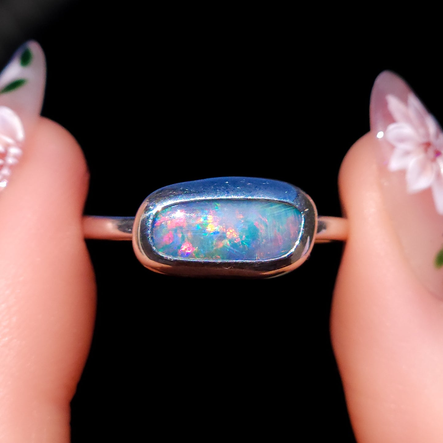 PINK DREAMER | Australian opal doublet ring / Free Sizing / Coober Pedy Opal / Statement ring / Fine Jewelry / dainty rainbow ring