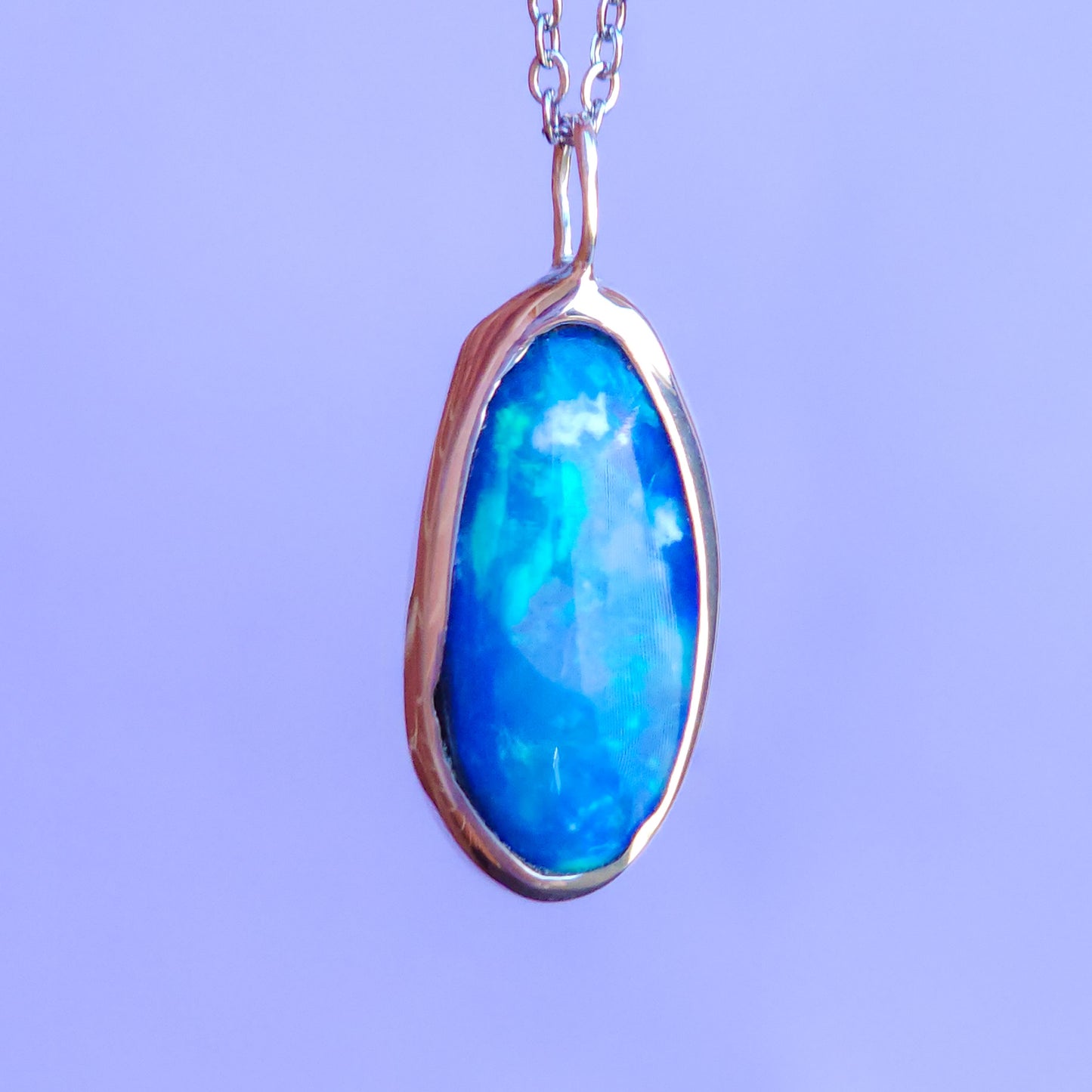 ADORE | Bright Blue opal pendant / Coober Pedy Opal necklace / Australian opal doublet / statement necklace / dainty charm