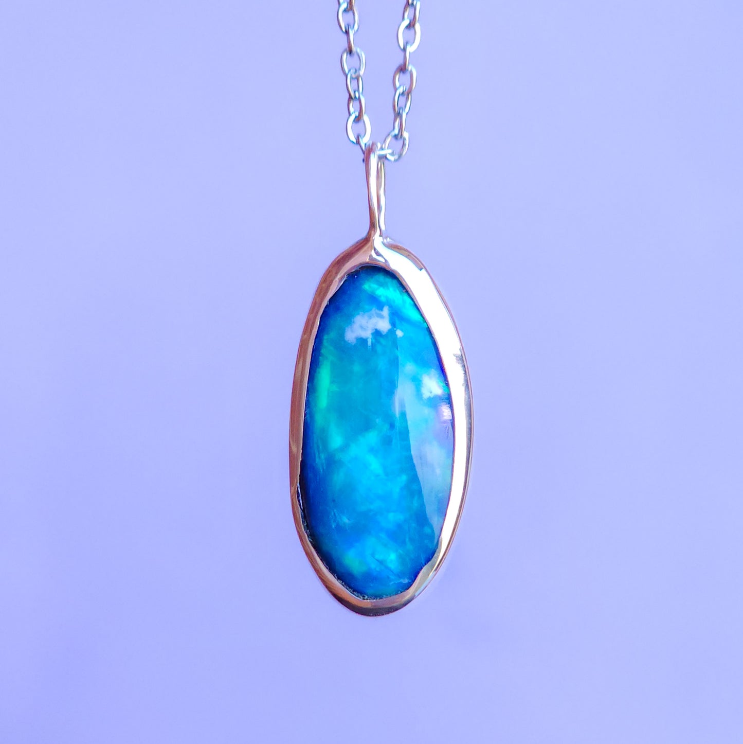 ADORE | Bright Blue opal pendant / Coober Pedy Opal necklace / Australian opal doublet / statement necklace / dainty charm