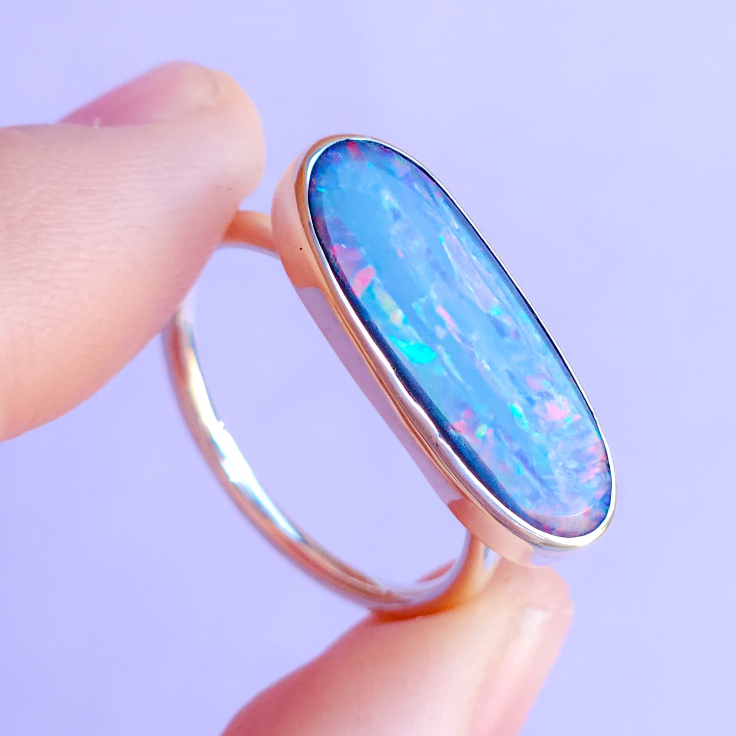 LILAC BLOOM | Australian opal doublet ring / Free Sizing / Coober Pedy Opal / 925 solid silver / Fine Jewelry / statement ring