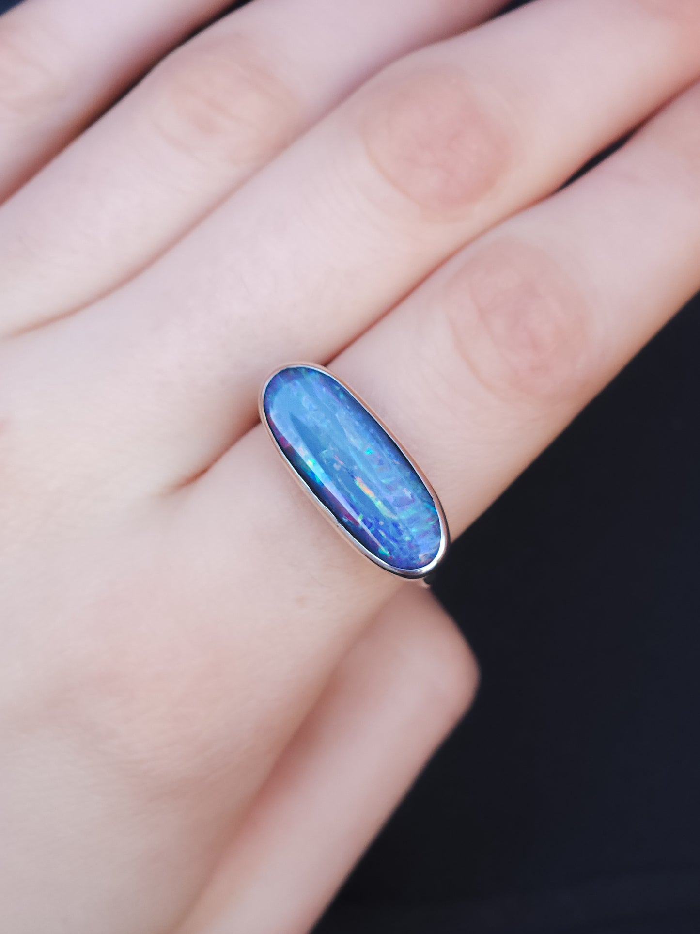 LILAC BLOOM | Australian opal doublet ring / Free Sizing / Coober Pedy Opal / 925 solid silver / Fine Jewelry / statement ring