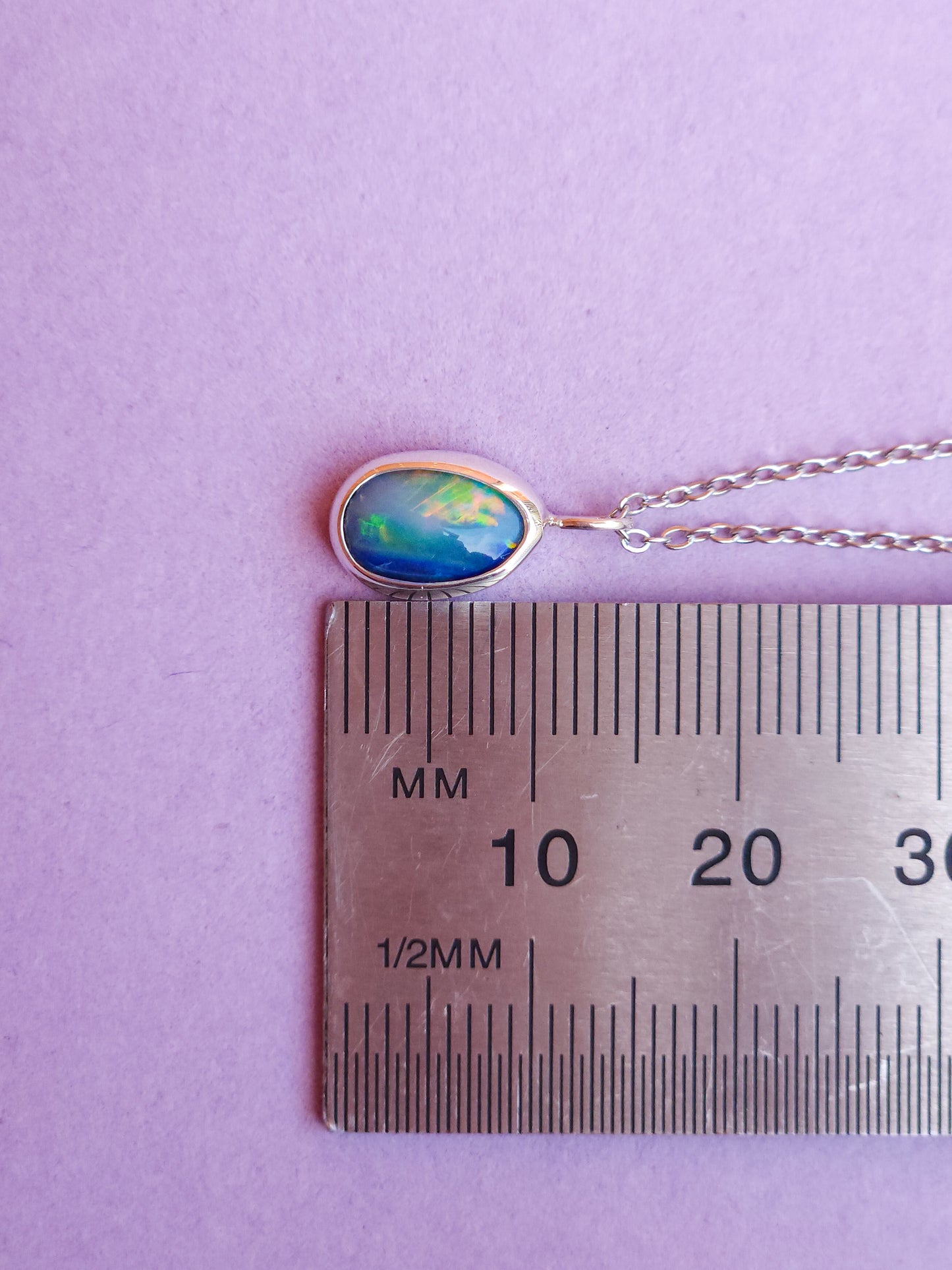 FIREFLY | Australian opal doublet pendant / Silver Opal necklace/ Coober Pedy opal/ minimalist jewelry / dainty charm