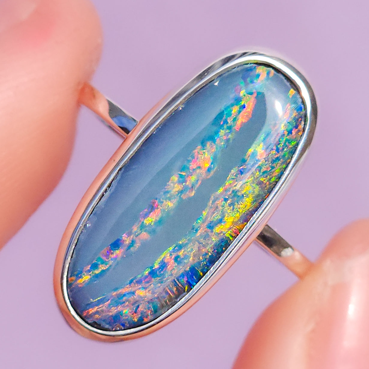 ROSELLA | Australian opal doublet ring / Free Sizing / Coober Pedy Opal / 925 solid silver / Fine Jewelry / statement ring