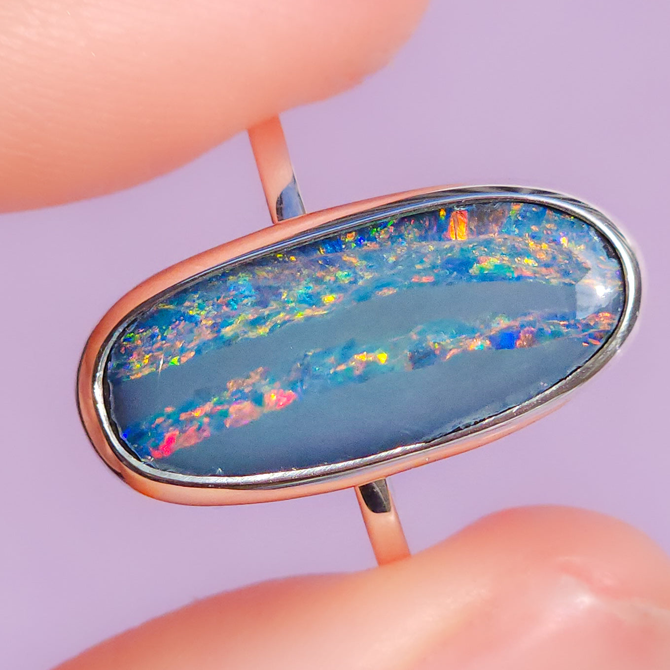 ROSELLA | Australian opal doublet ring / Free Sizing / Coober Pedy Opal / 925 solid silver / Fine Jewelry / statement ring