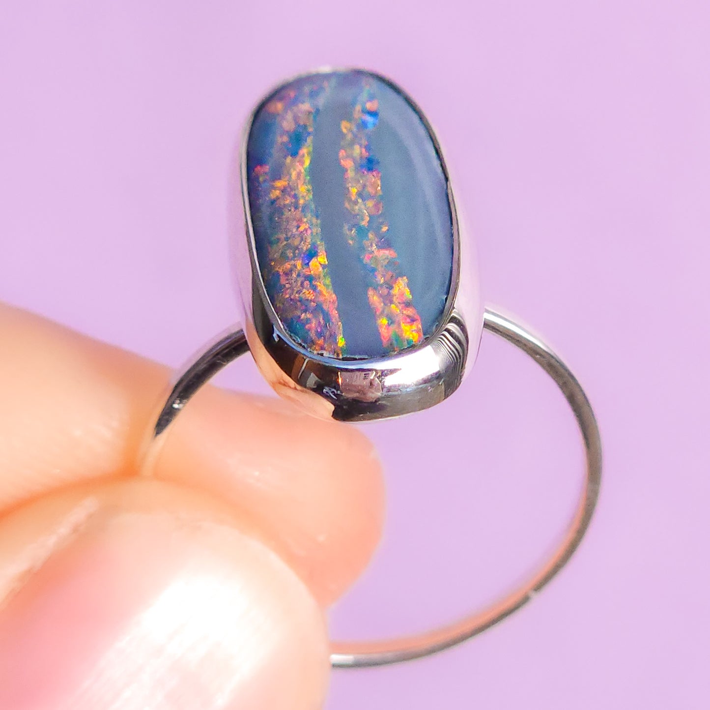 ROSELLA | Australian opal doublet ring / Free Sizing / Coober Pedy Opal / 925 solid silver / Fine Jewelry / statement ring