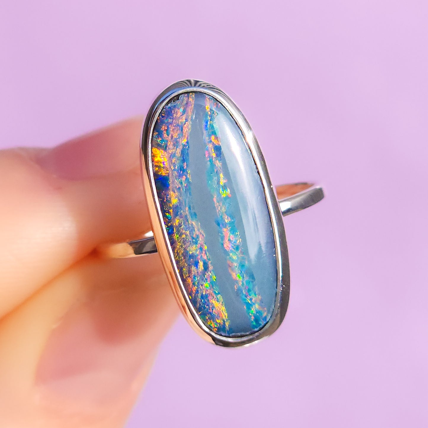 ROSELLA | Australian opal doublet ring / Free Sizing / Coober Pedy Opal / 925 solid silver / Fine Jewelry / statement ring