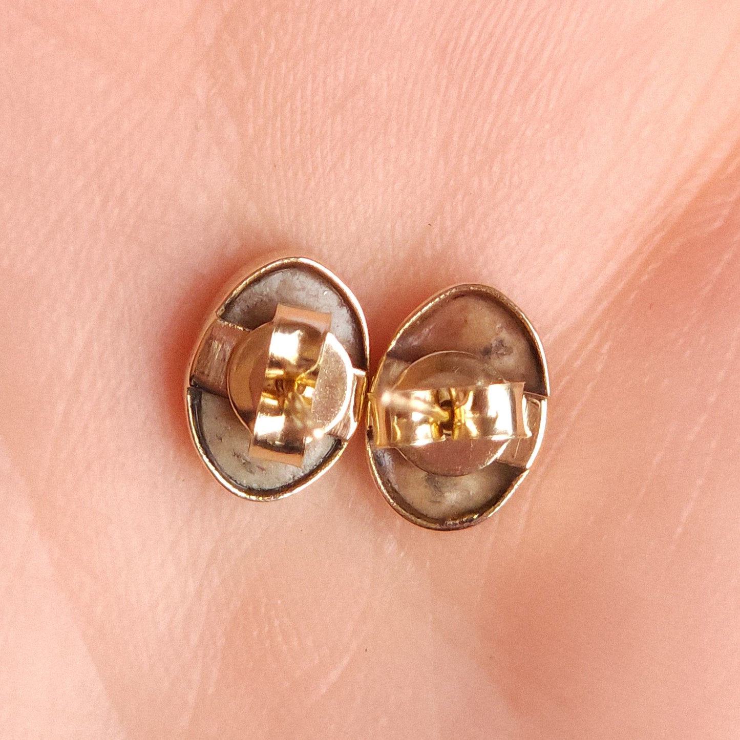 14K Gold Wrapped Australian Opal Stud Earrings, Rare Australian Opal Doublet, Coober Pedy opal / rainbow opal / Dainty earrings / gold studs