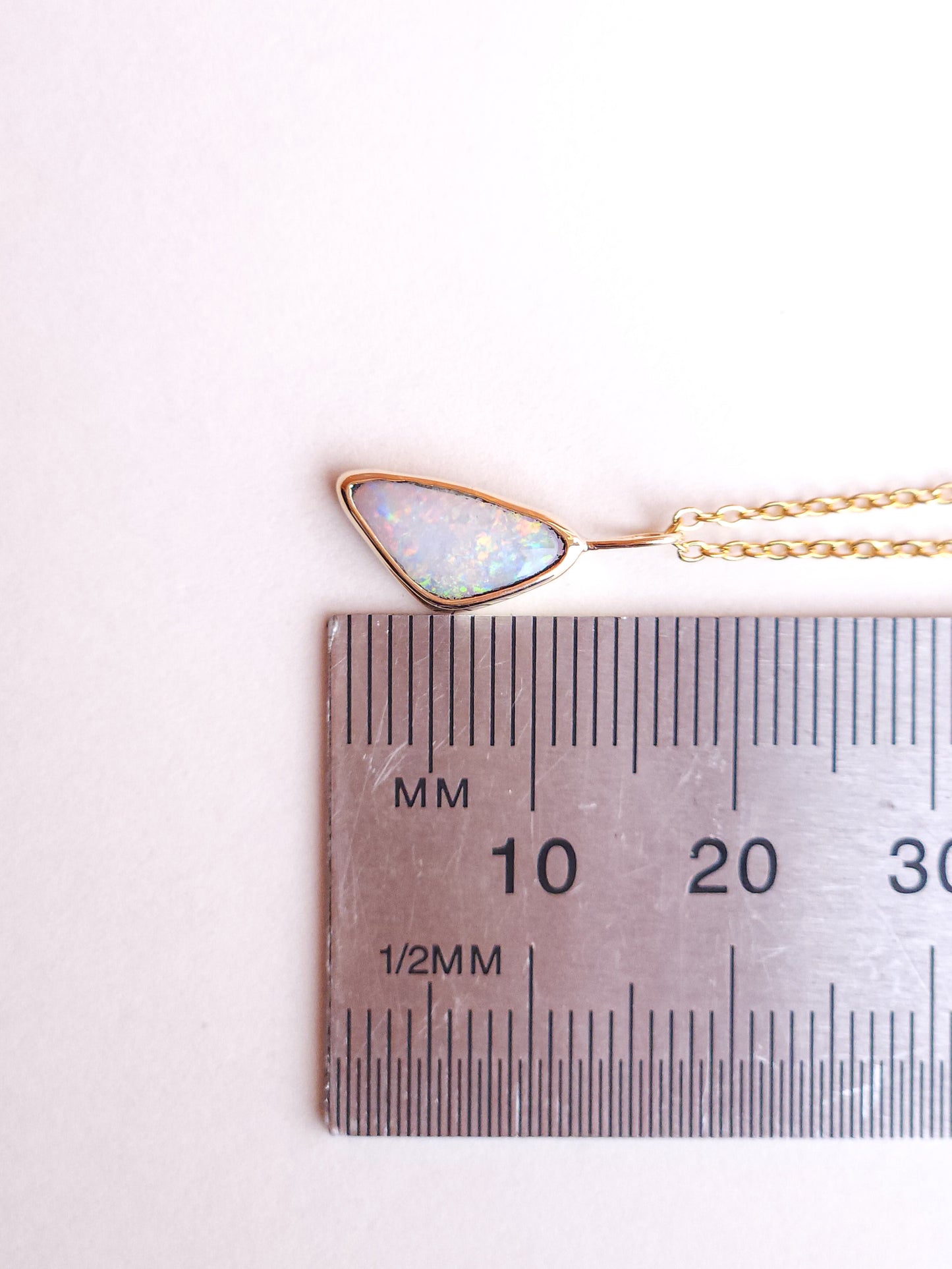 14K Gold Solid Coober Pedy Opal pendant / Australian opal necklace / solid rainbow opal / pink solid opal / charm pendant