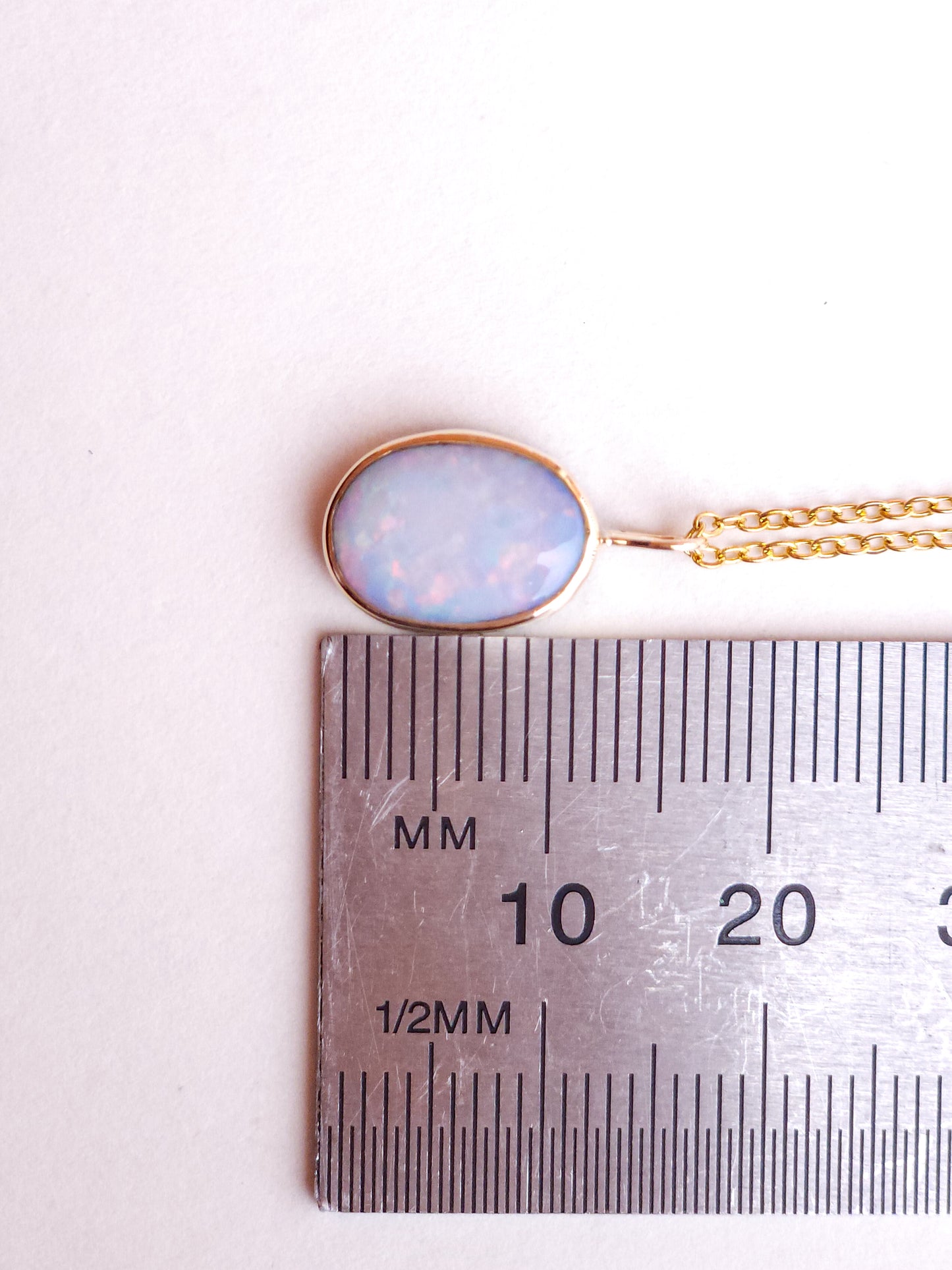 14K Gold Coober Pedy opal doublet necklace/ white opal/ minimalist jewelry/ opal jewellery/ opale/ pink pastel opal