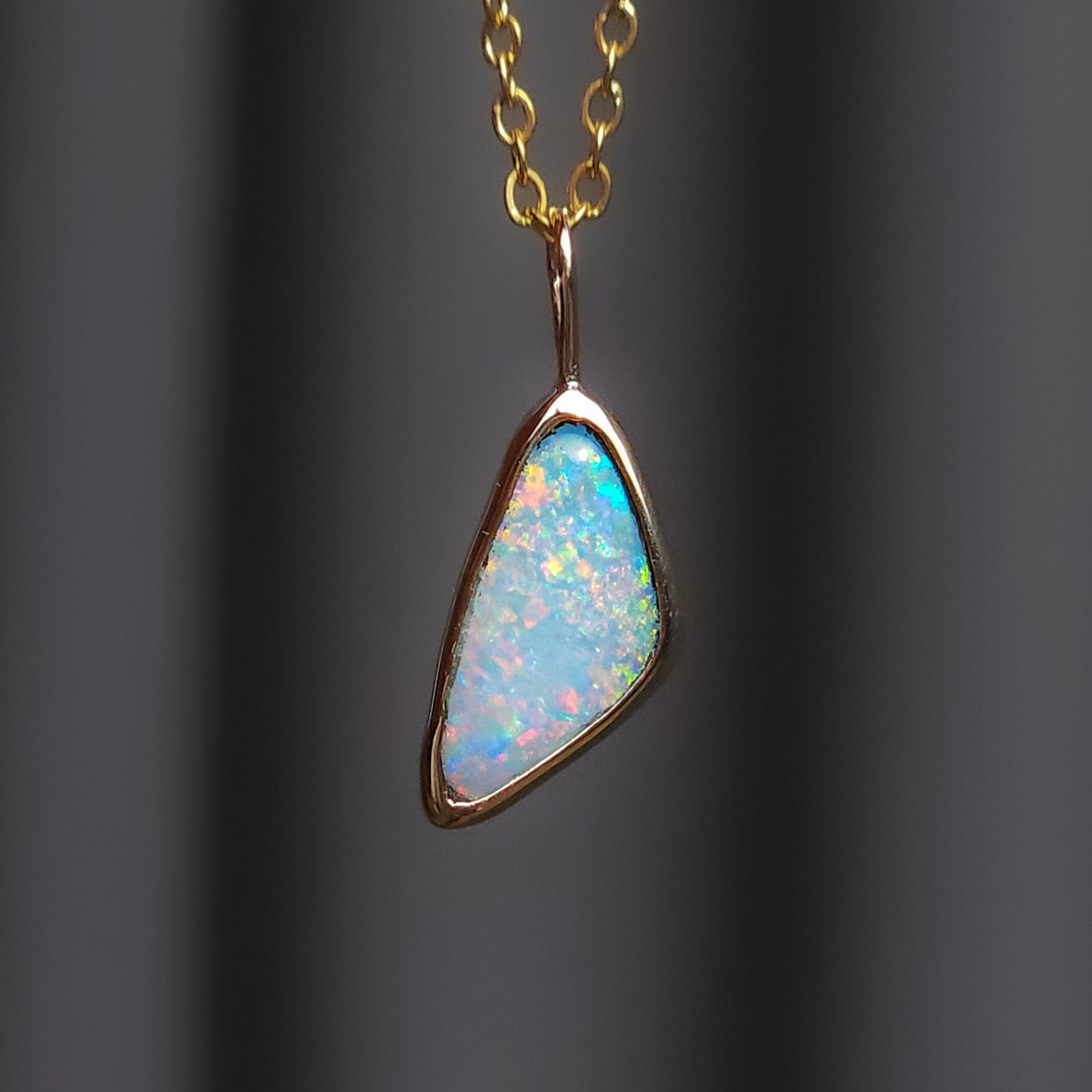 14K Gold Solid Coober Pedy Opal pendant / Australian opal necklace / solid rainbow opal / pink solid opal / charm pendant