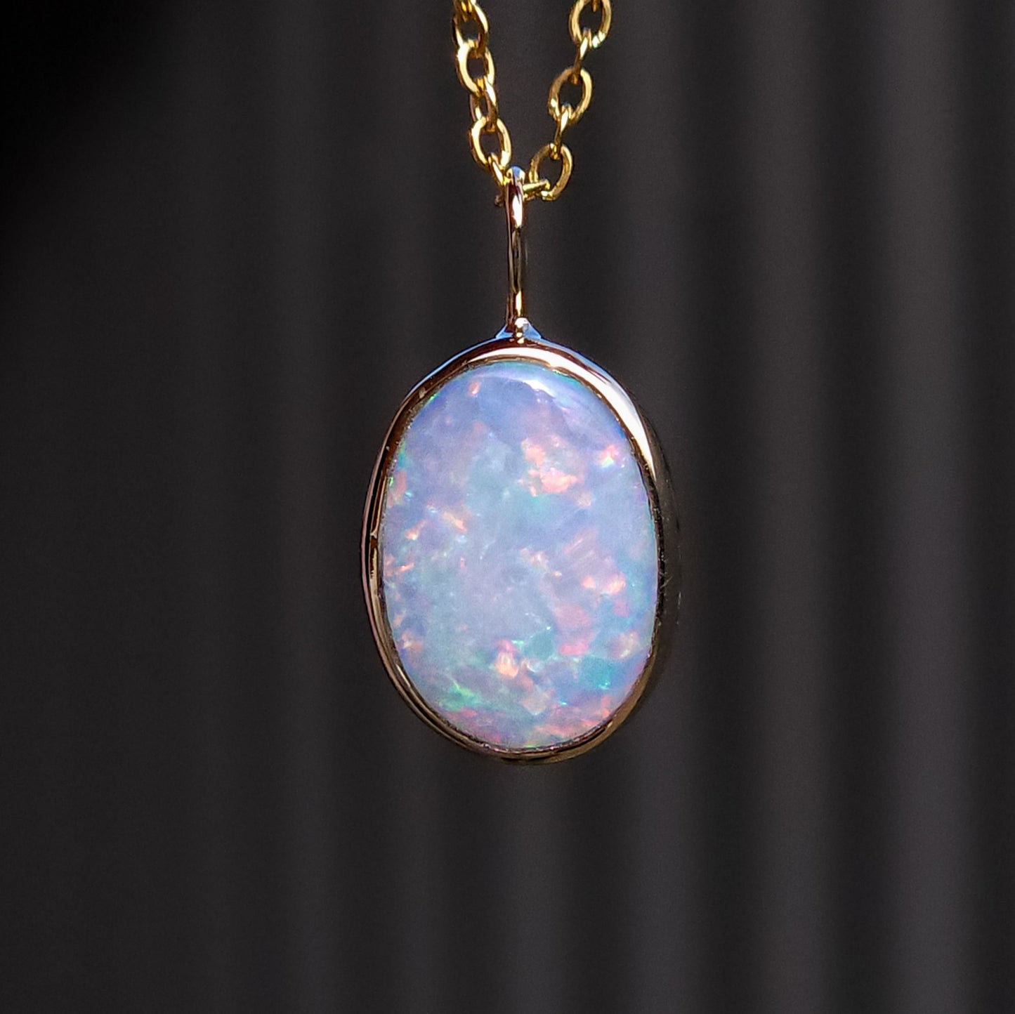 14K Gold Coober Pedy opal doublet necklace/ white opal/ minimalist jewelry/ opal jewellery/ opale/ pink pastel opal