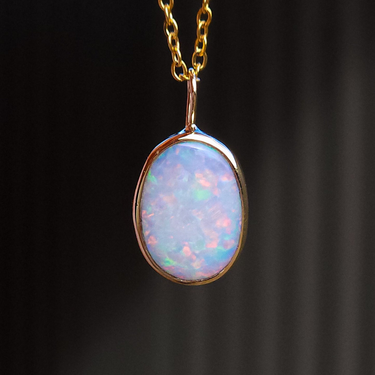 14K Gold Coober Pedy opal doublet necklace/ white opal/ minimalist jewelry/ opal jewellery/ opale/ pink pastel opal