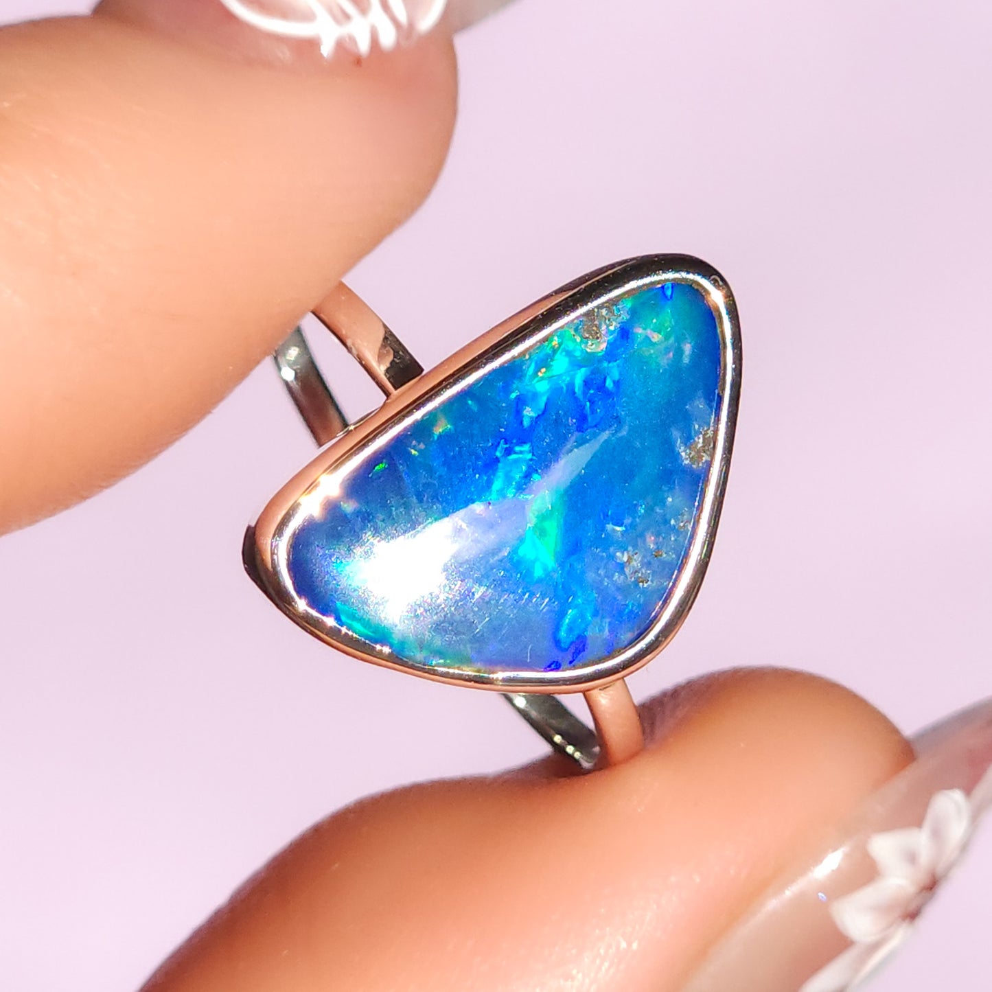 Rare Australian opal doublet ring / Free Sizing / Coober Pedy Opal / 925 solid silver / Statement ring / blue opal ring