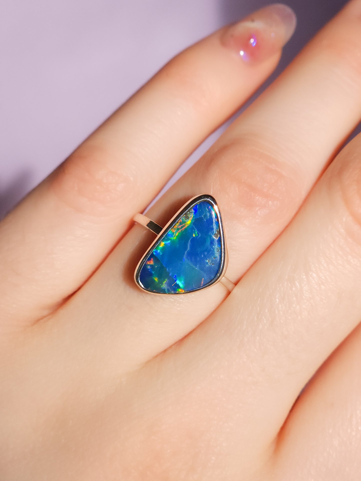 Rare Australian opal doublet ring / Free Sizing / Coober Pedy Opal / 925 solid silver / Statement ring / blue opal ring
