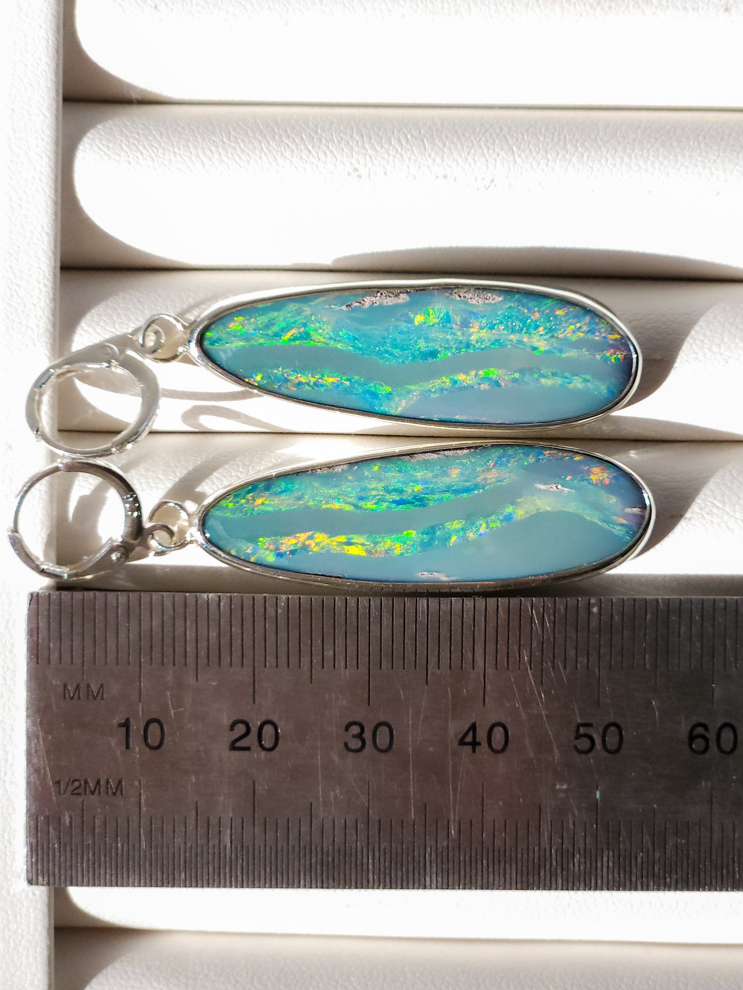 BIFROST | Australian opal drop earrings / 925 silver / Coober Pedy opal doublet / statement earrings / rainbow opal earrings