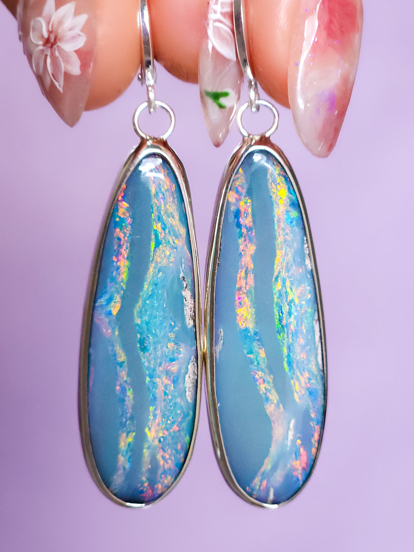 BIFROST | Australian opal drop earrings / 925 silver / Coober Pedy opal doublet / statement earrings / rainbow opal earrings