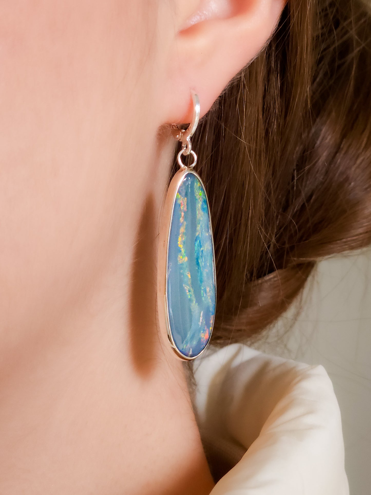 BIFROST | Australian opal drop earrings / 925 silver / Coober Pedy opal doublet / statement earrings / rainbow opal earrings