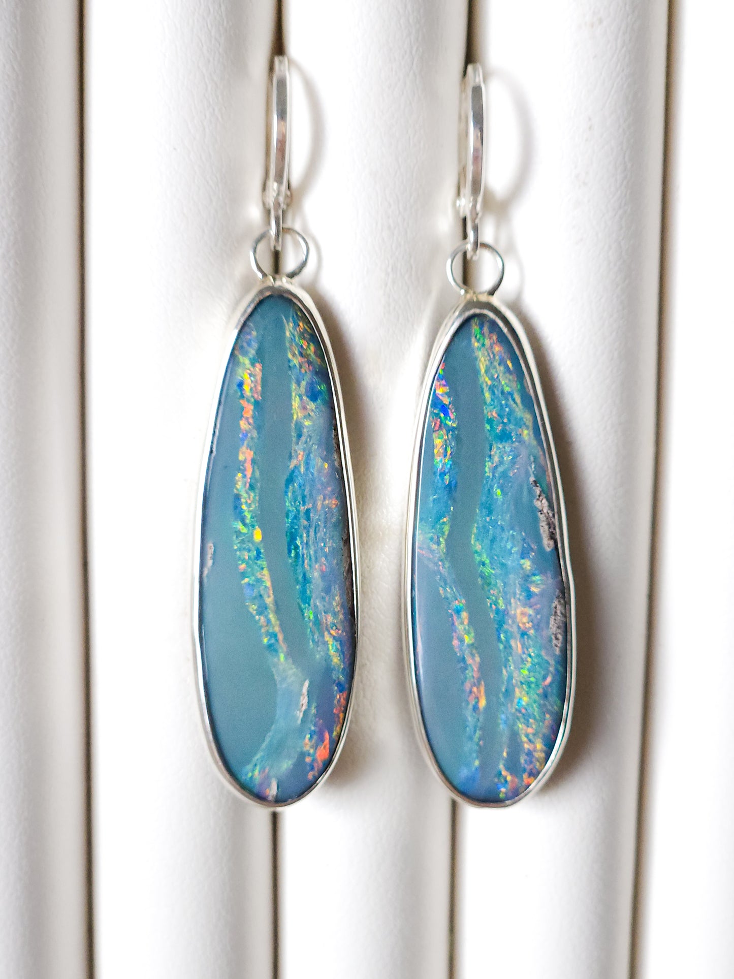 BIFROST | Australian opal drop earrings / 925 silver / Coober Pedy opal doublet / statement earrings / rainbow opal earrings