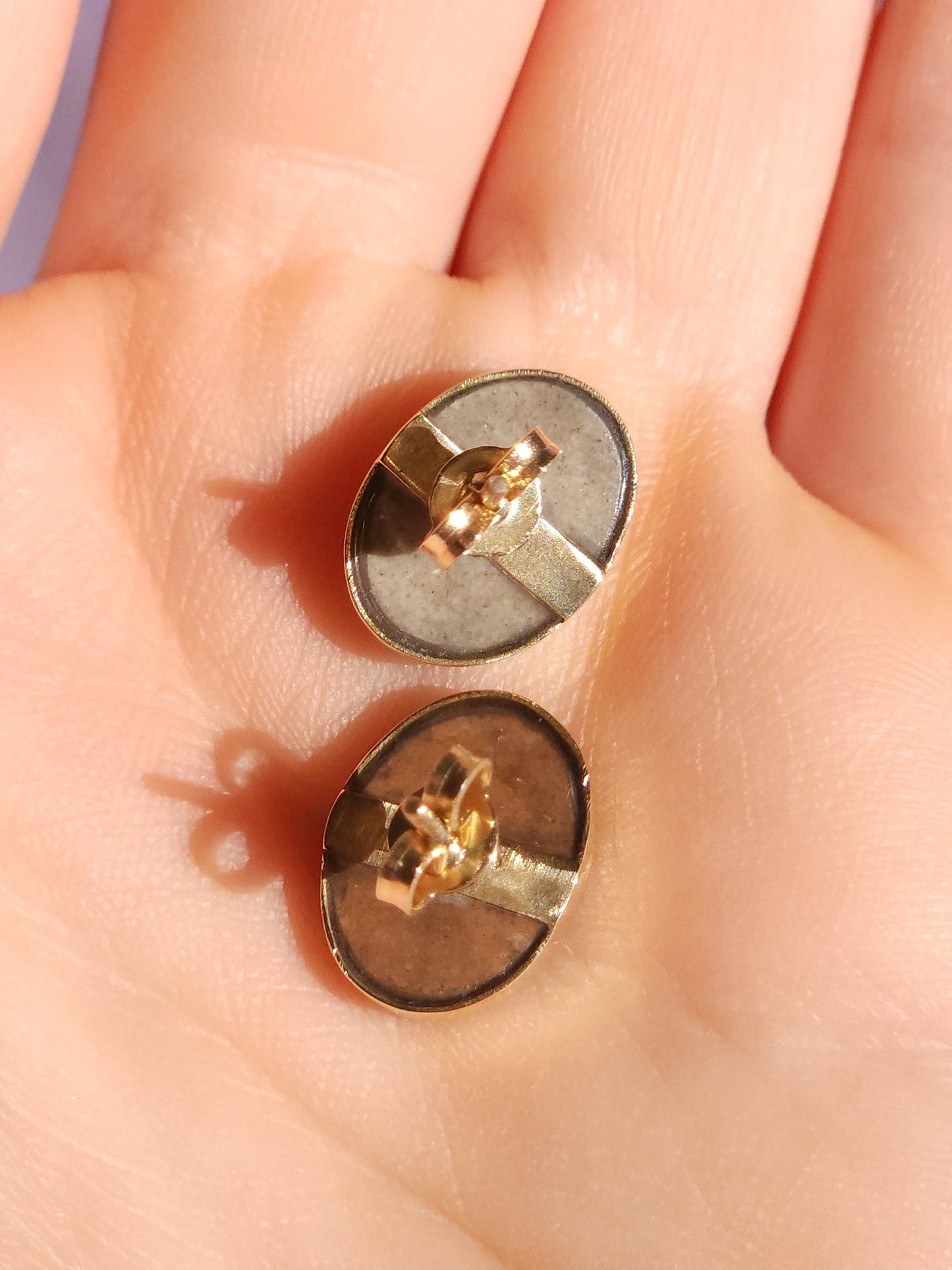 Pink 14K Gold Australian Opal Stud Earrings / Coober Pedy doublet / rainbow opal/ gold studs / screw backs