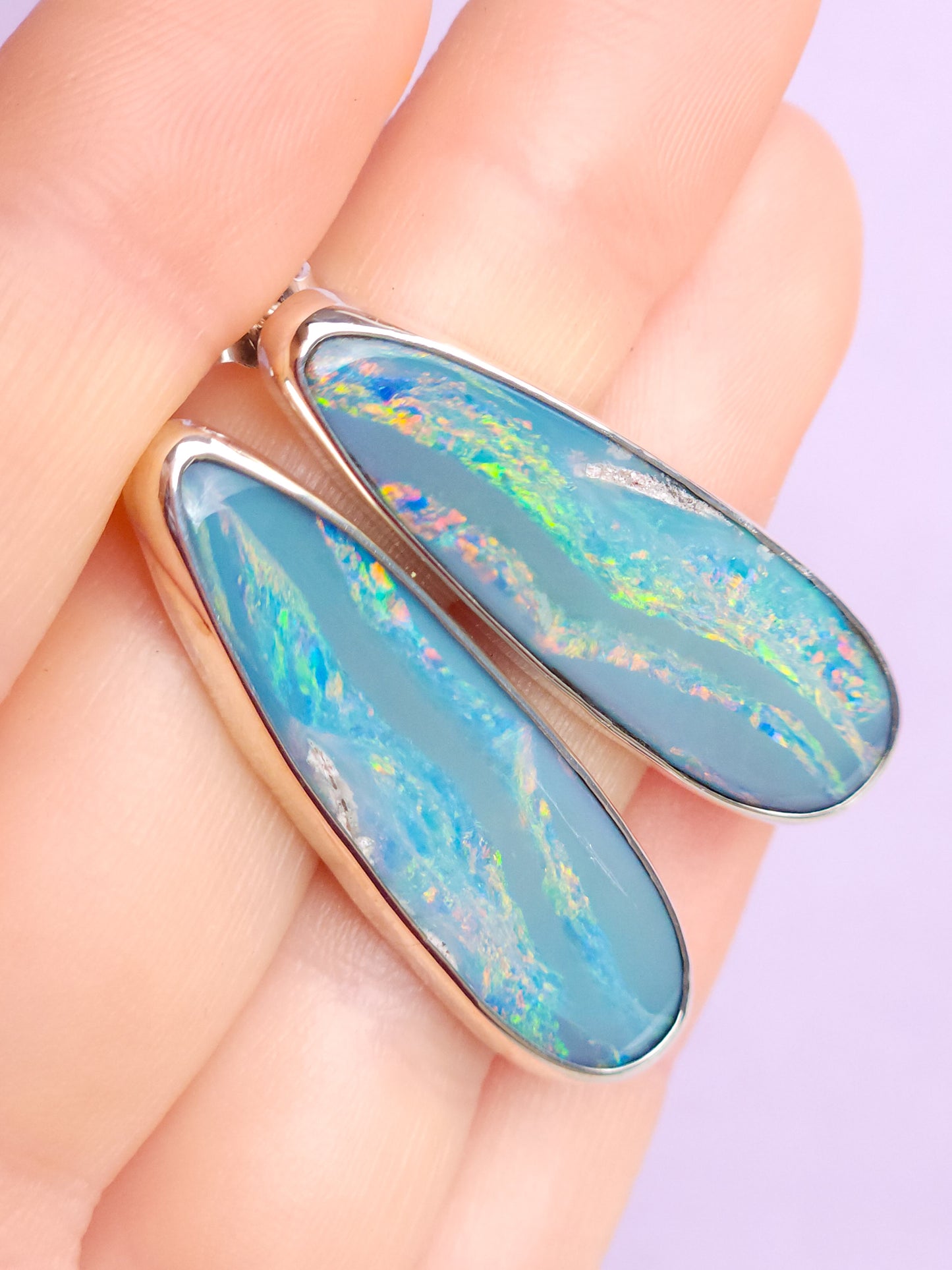 RAINBOW | Australian opal stud earrings / 925 silver / Coober Pedy opal doublet / statement earrings