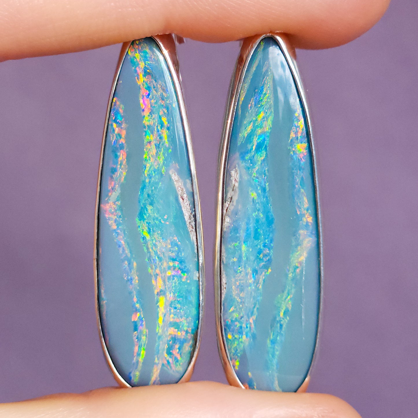 RAINBOW | Australian opal stud earrings / 925 silver / Coober Pedy opal doublet / statement earrings