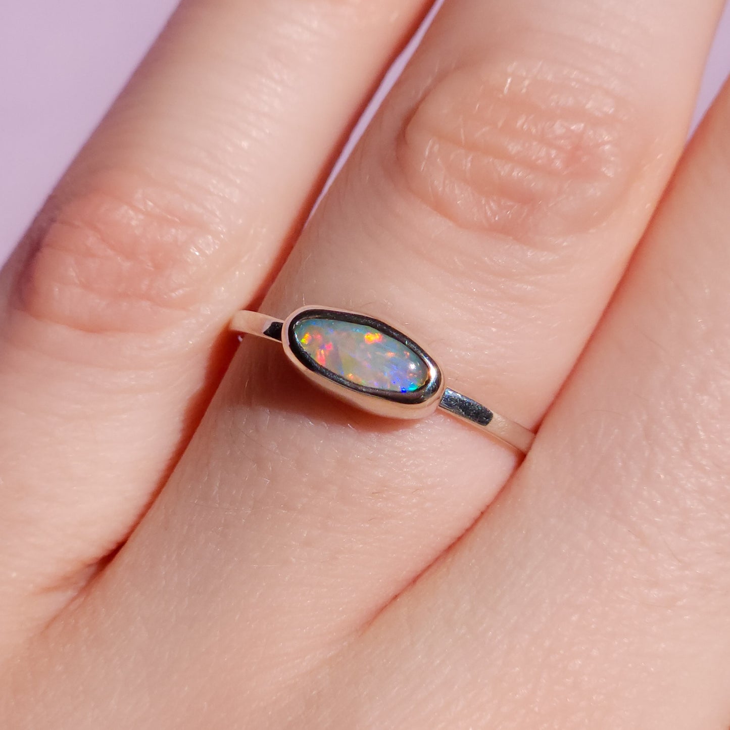 Solid Australian Opal ring / Free Sizing / 925 silver /Coober Pedy White opal / Dainty ring / Minimal ring