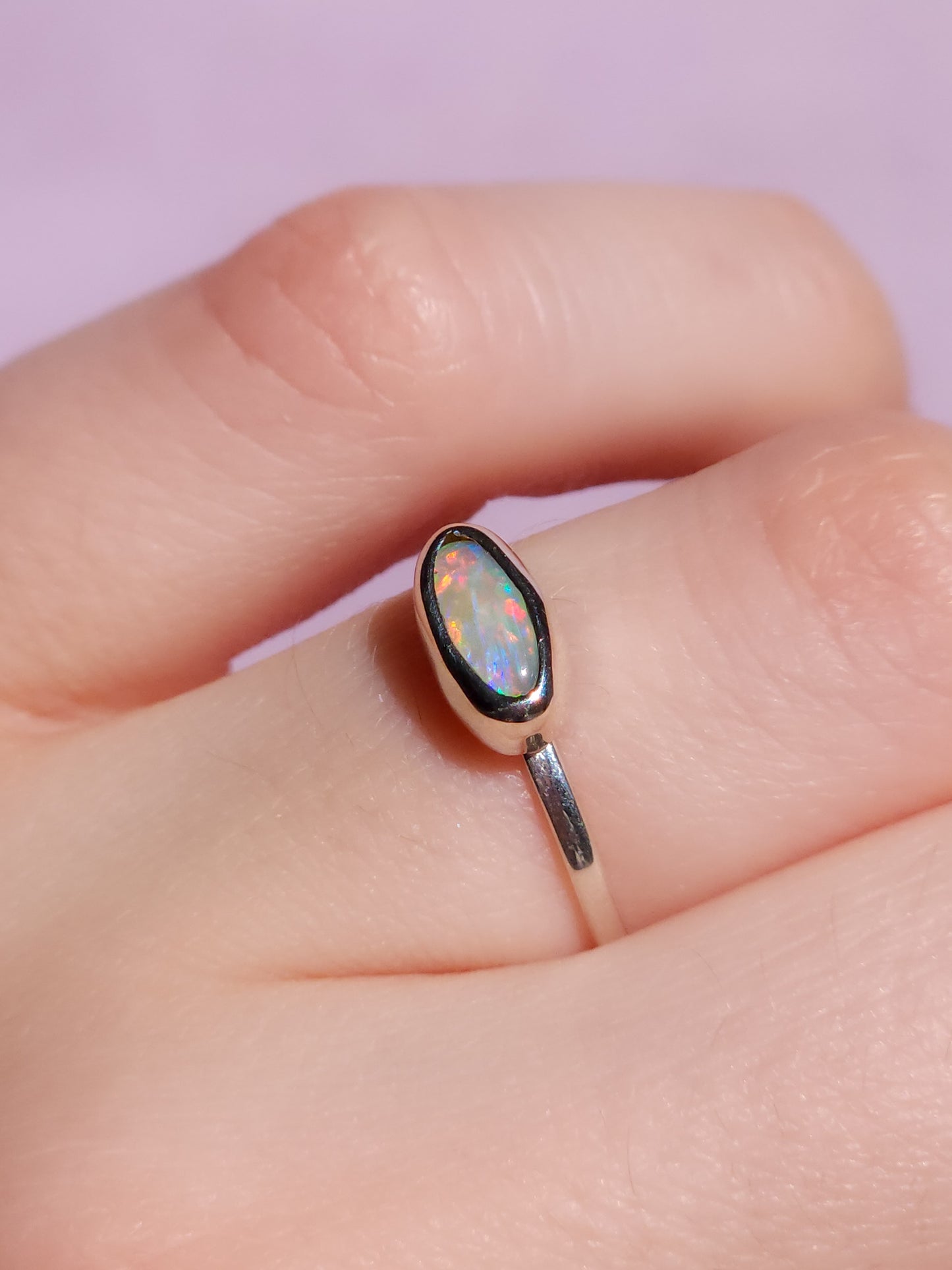 Solid Australian Opal ring / Free Sizing / 925 silver /Coober Pedy White opal / Dainty ring / Minimal ring