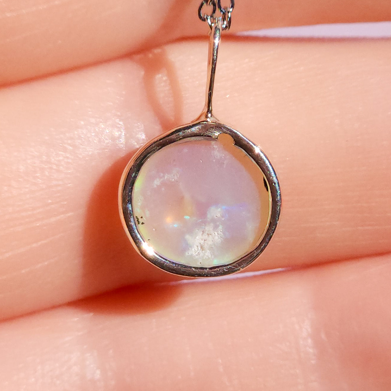Solid Coober Pedy Opal pendant / Australian opal necklace / solid crystal opal / blue opal necklace