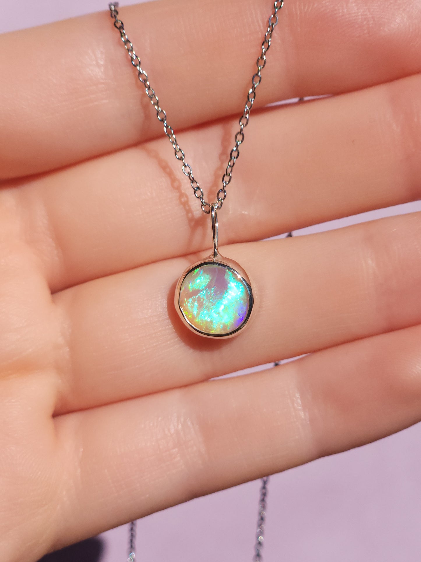 Solid Coober Pedy Opal pendant / Australian opal necklace / solid crystal opal / blue opal necklace