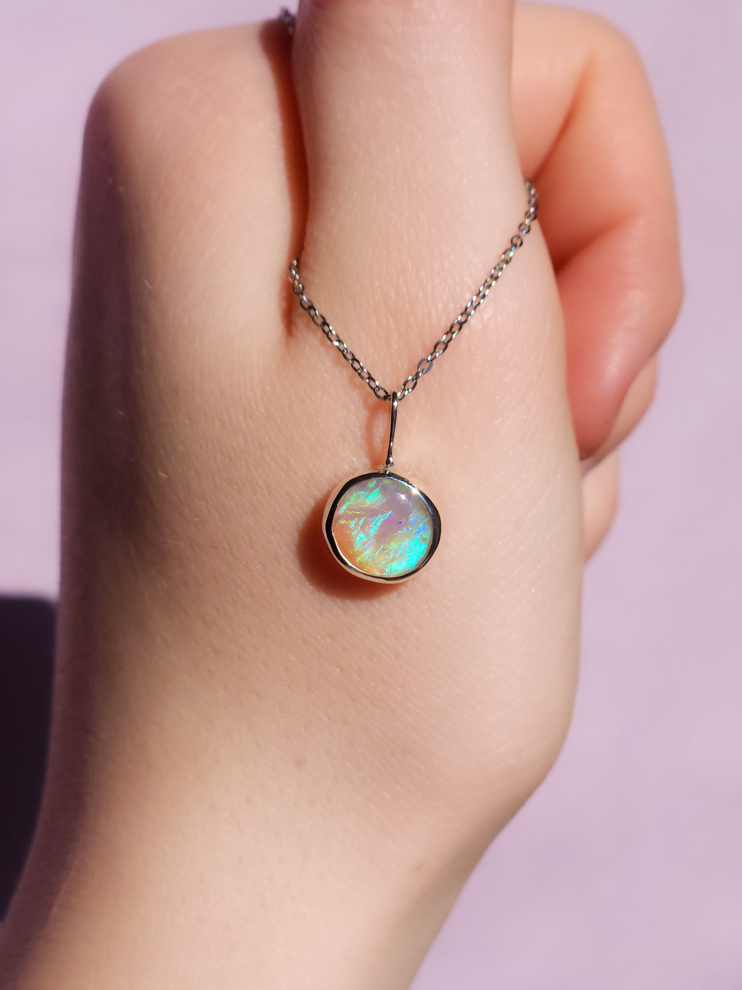 Solid Coober Pedy Opal pendant / Australian opal necklace / solid crystal opal / blue opal necklace