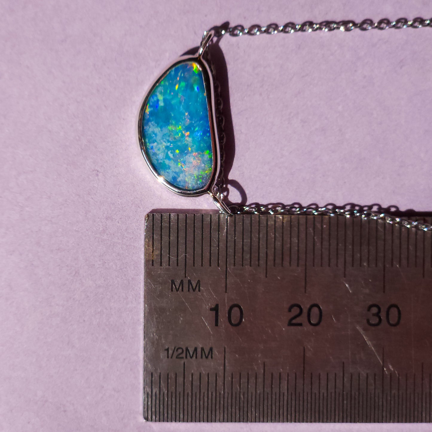 EAST WEST | Australian opal doublet pendant / 925 Silver / Coober Pedy/ statement necklace / solid silver / rainbow opal