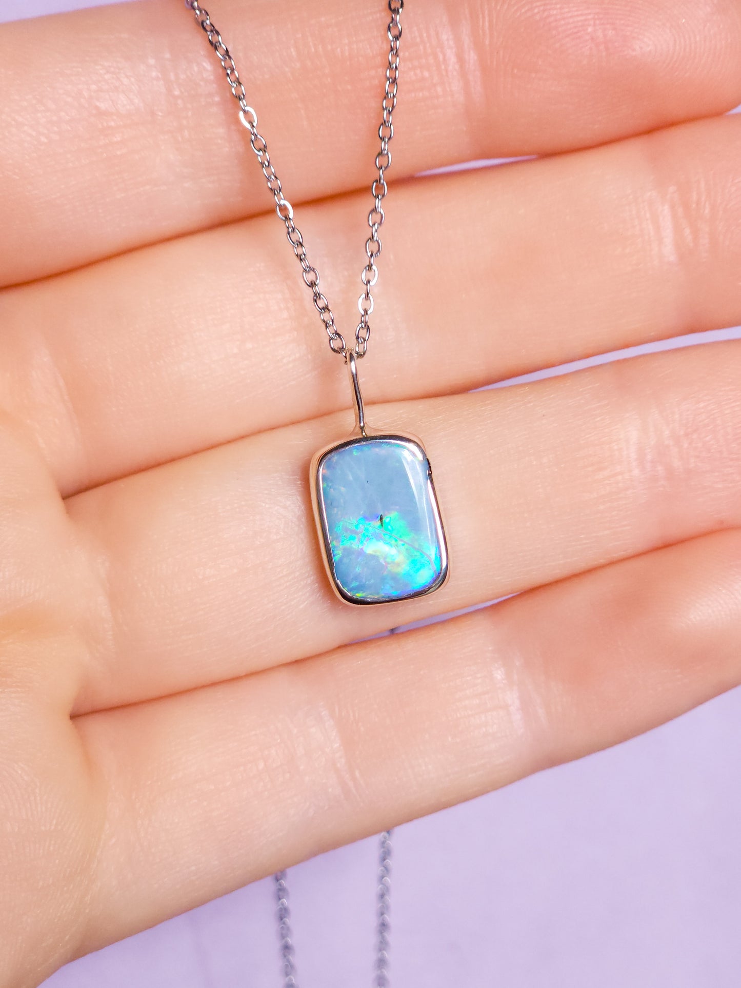 LIGHT | Australian opal doublet pendant / 925 Silver/ Coober Pedy/ statement necklace/ dainty jewelry