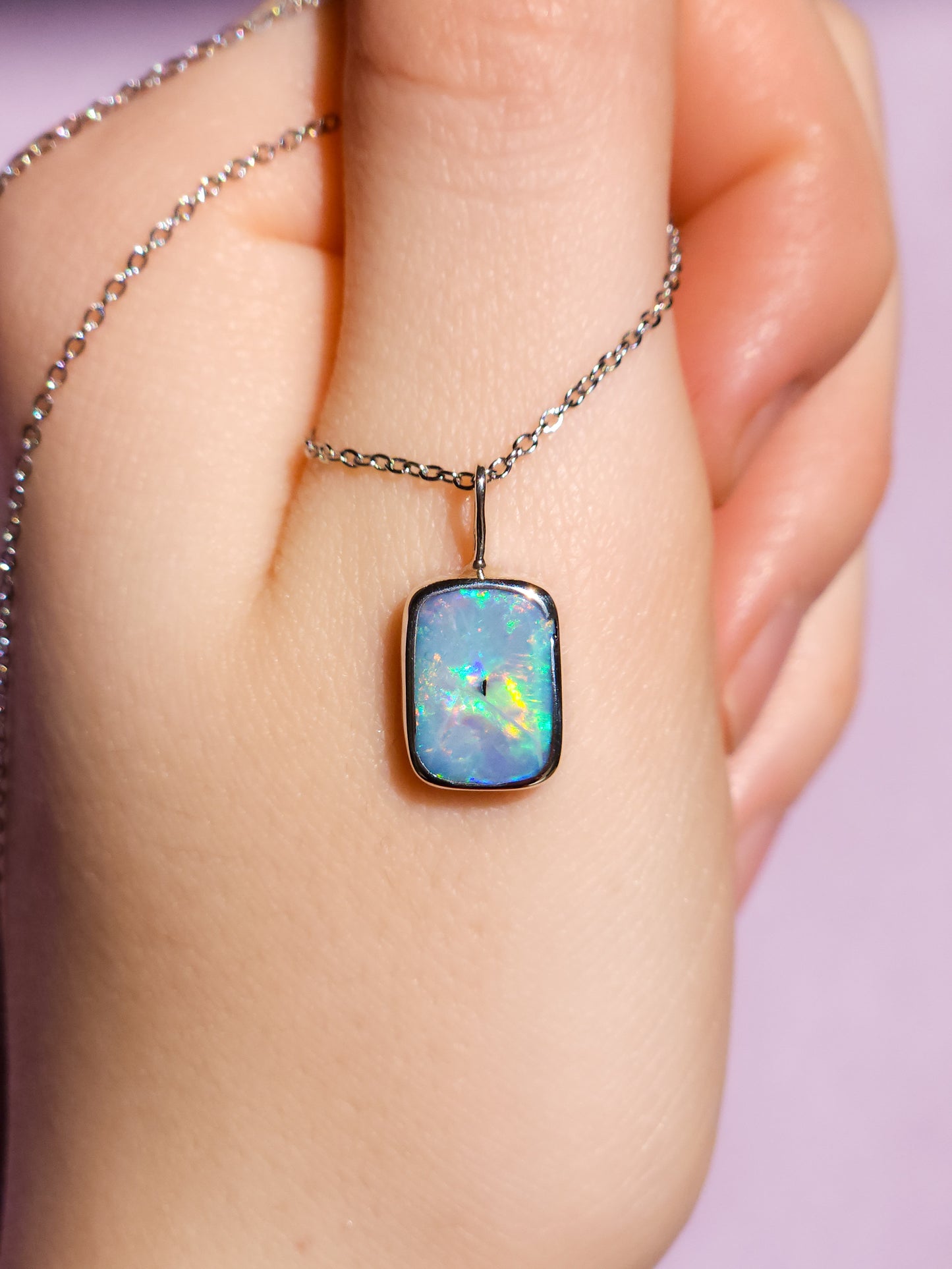 LIGHT | Australian opal doublet pendant / 925 Silver/ Coober Pedy/ statement necklace/ dainty jewelry