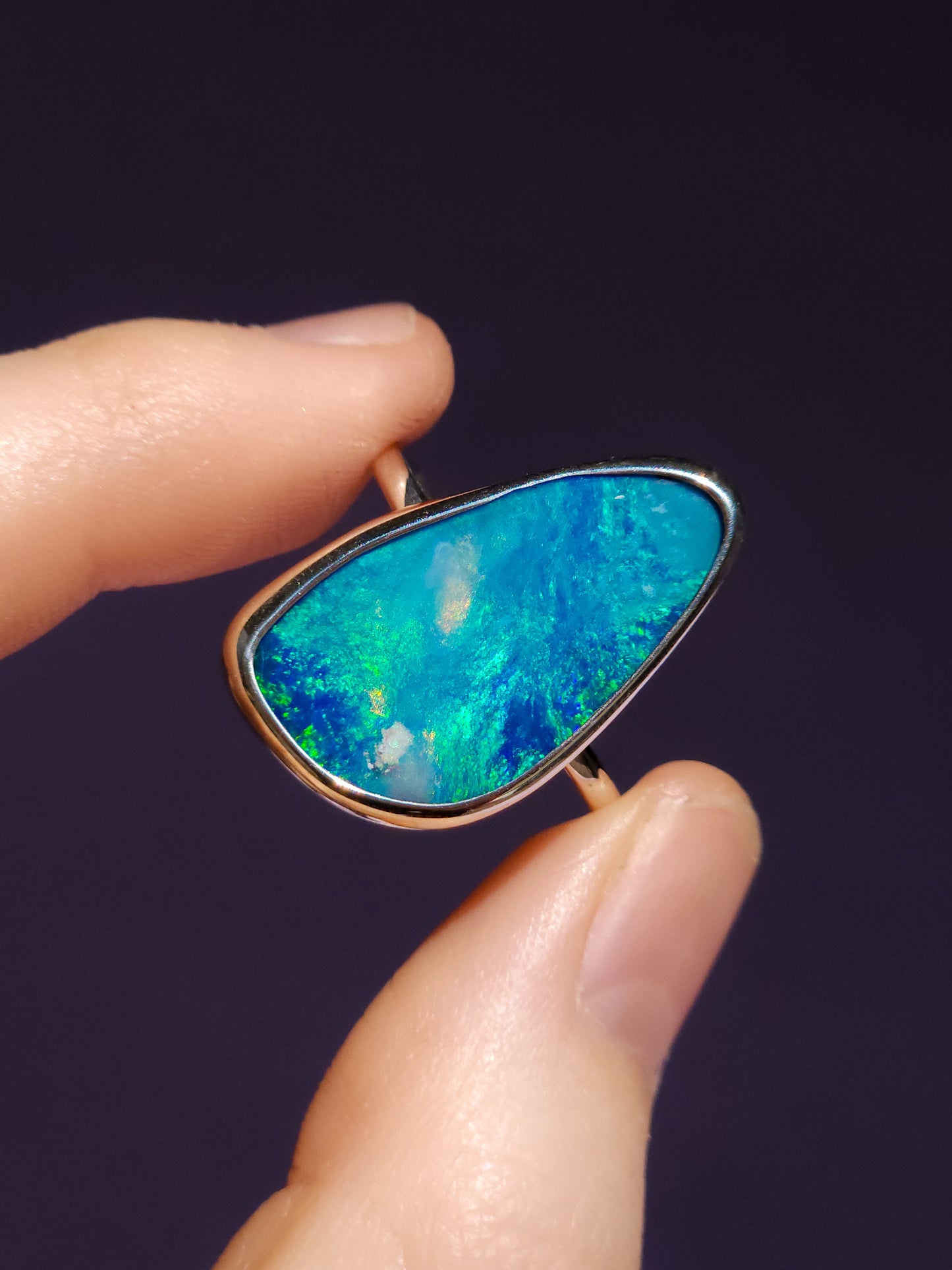 ANGEL | Australian opal doublet ring / Choose your Size / Coober Pedy Opal / Statement ring / Fine Jewelry / baby blue ring