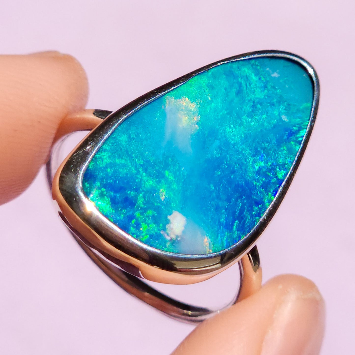 ANGEL | Australian opal doublet ring / Choose your Size / Coober Pedy Opal / Statement ring / Fine Jewelry / baby blue ring