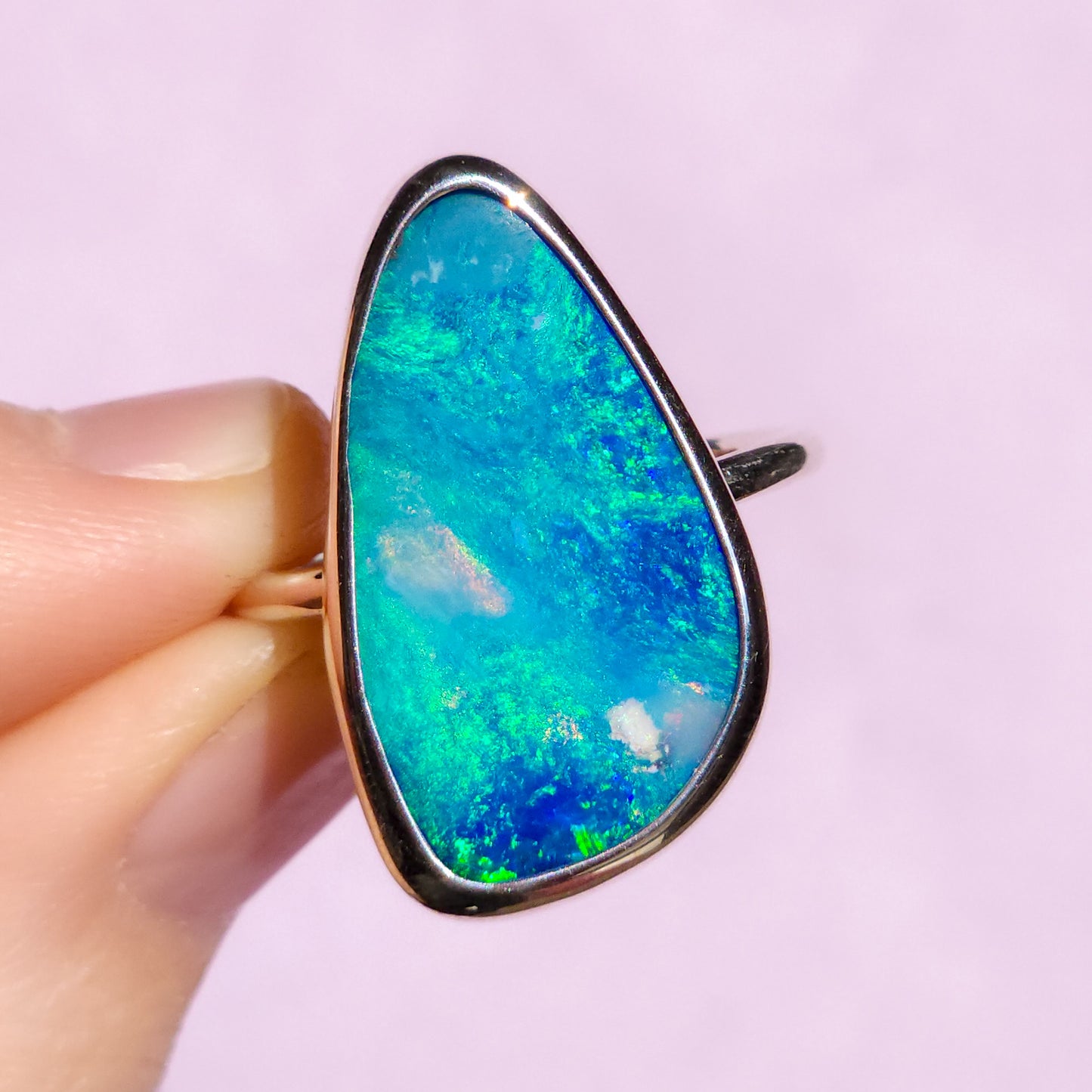 ANGEL | Australian opal doublet ring / Choose your Size / Coober Pedy Opal / Statement ring / Fine Jewelry / baby blue ring